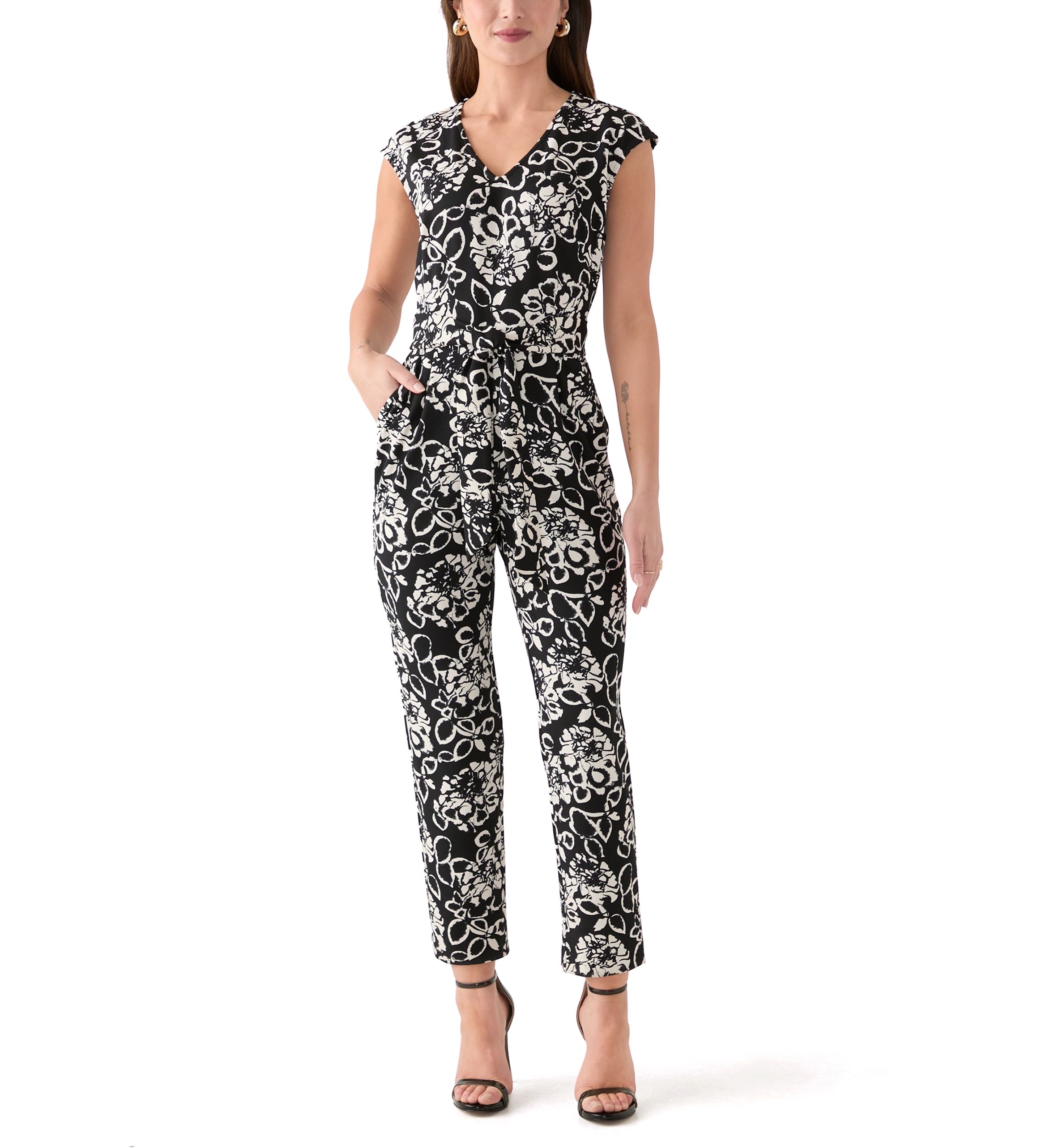 Womens Printed Cap Sleeve Jumpsuit