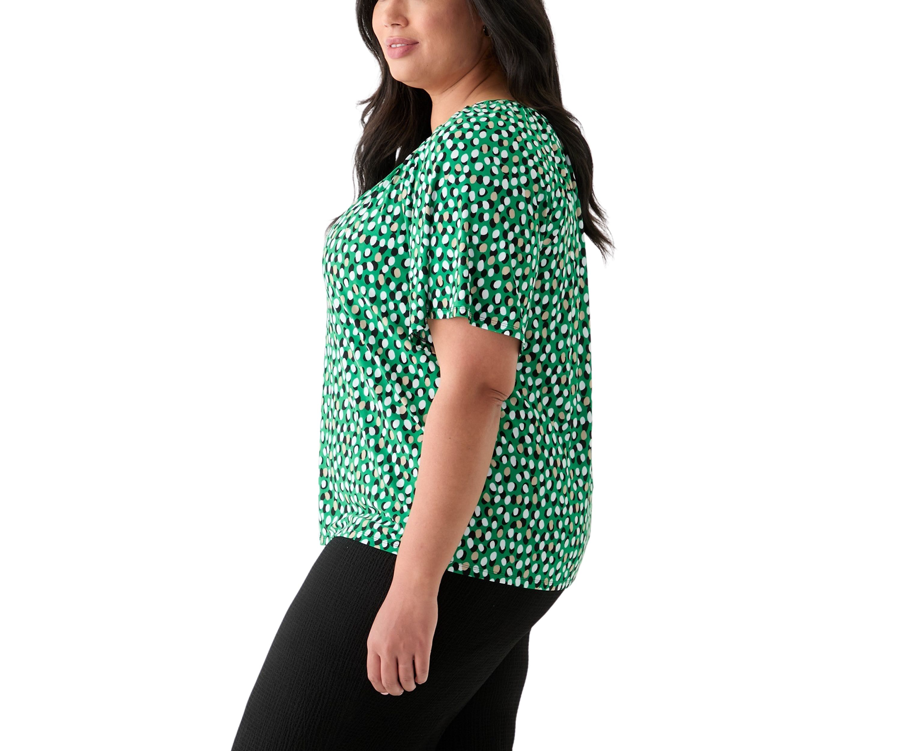 Plus Size Elbow Sleeve Keyhole Peasant Top