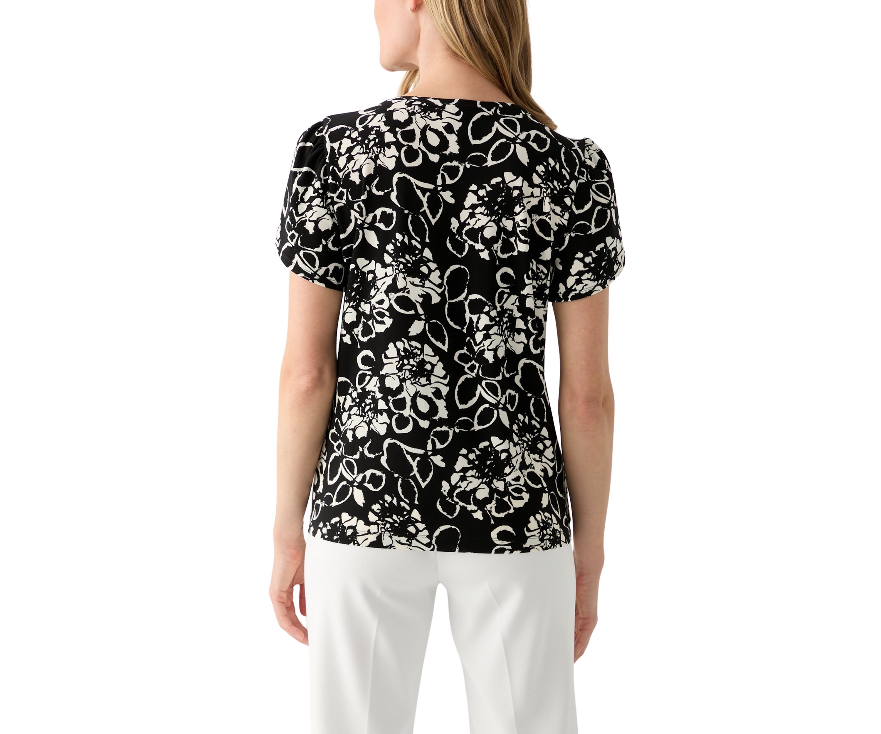 Petite Tulip Sleeve Printed Top 