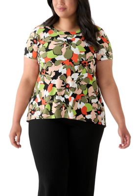 AK Anne Klein Women's Plus Size Sharkbite Tunic
