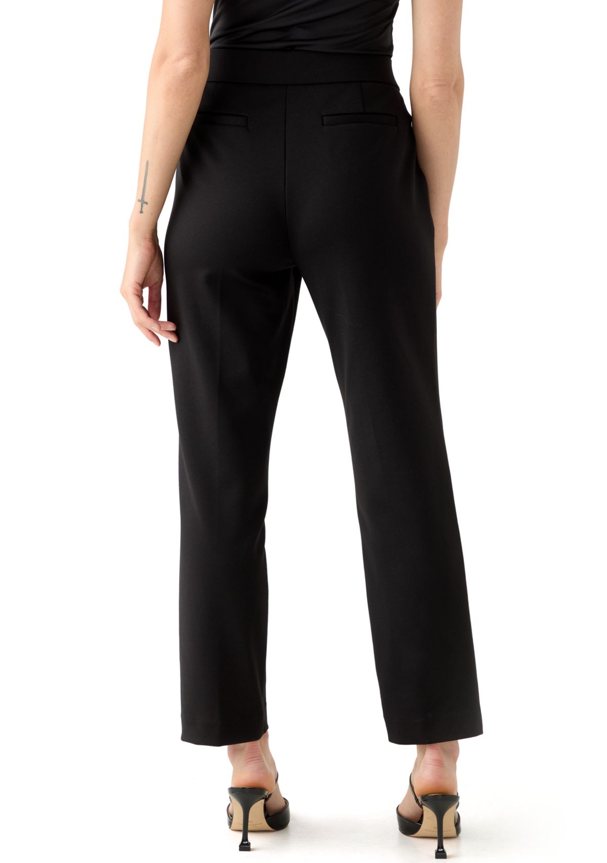 Petite Faux Fly Straight Leg Pants