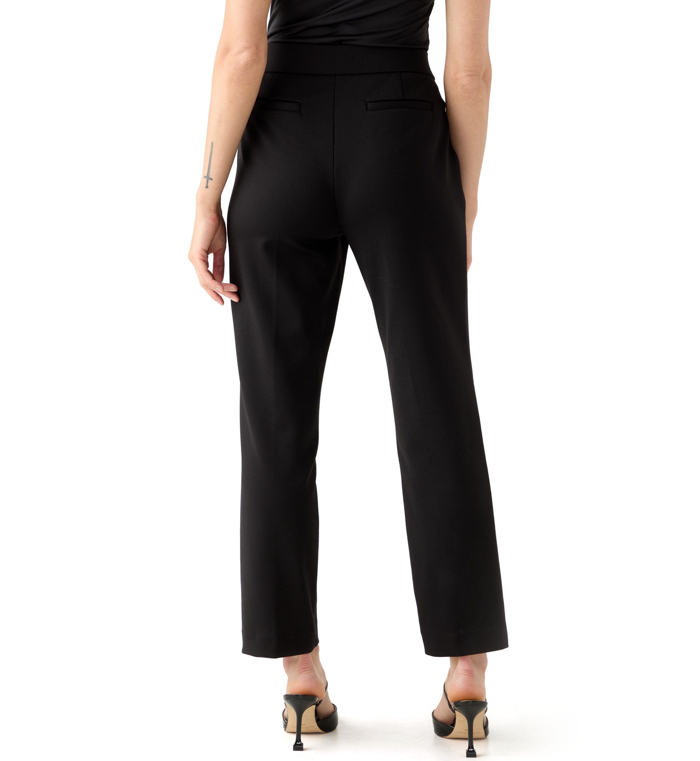 Petite Faux Fly Straight Leg Pants