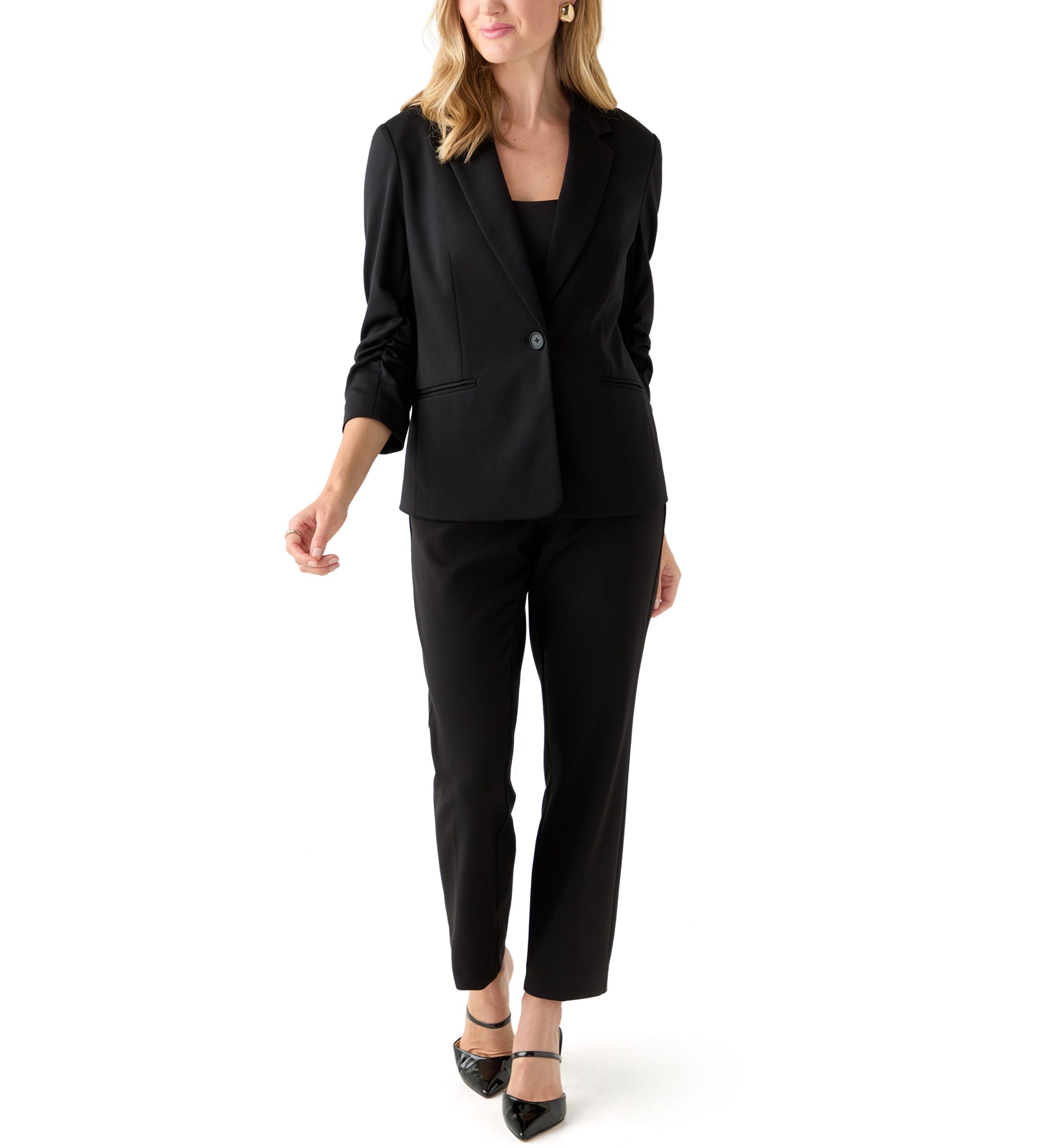Petite Faux Fly Straight Leg Pants