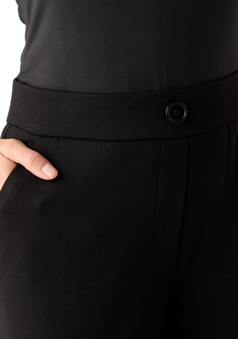 Petite Faux Fly Straight Leg Pants