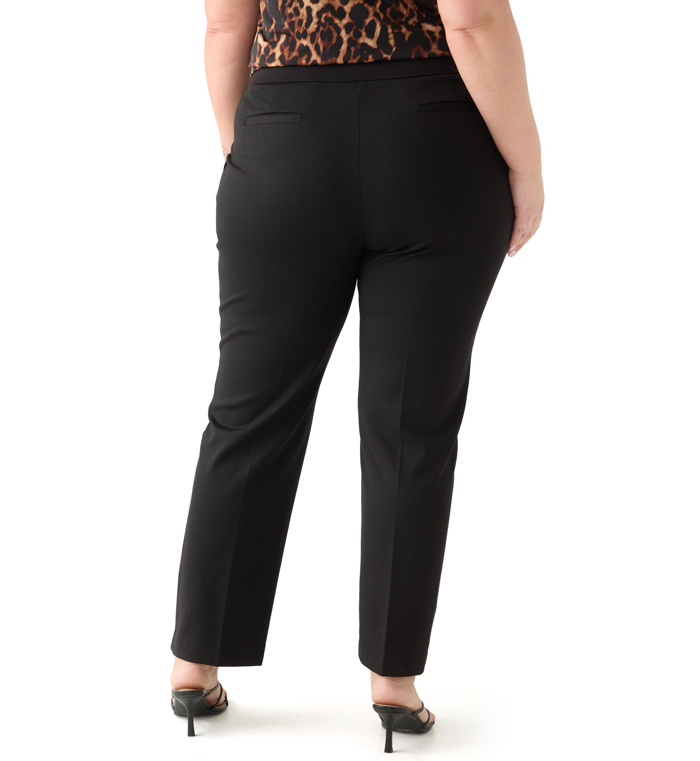 Plus Size Pull On Straight Leg Ponte Pants