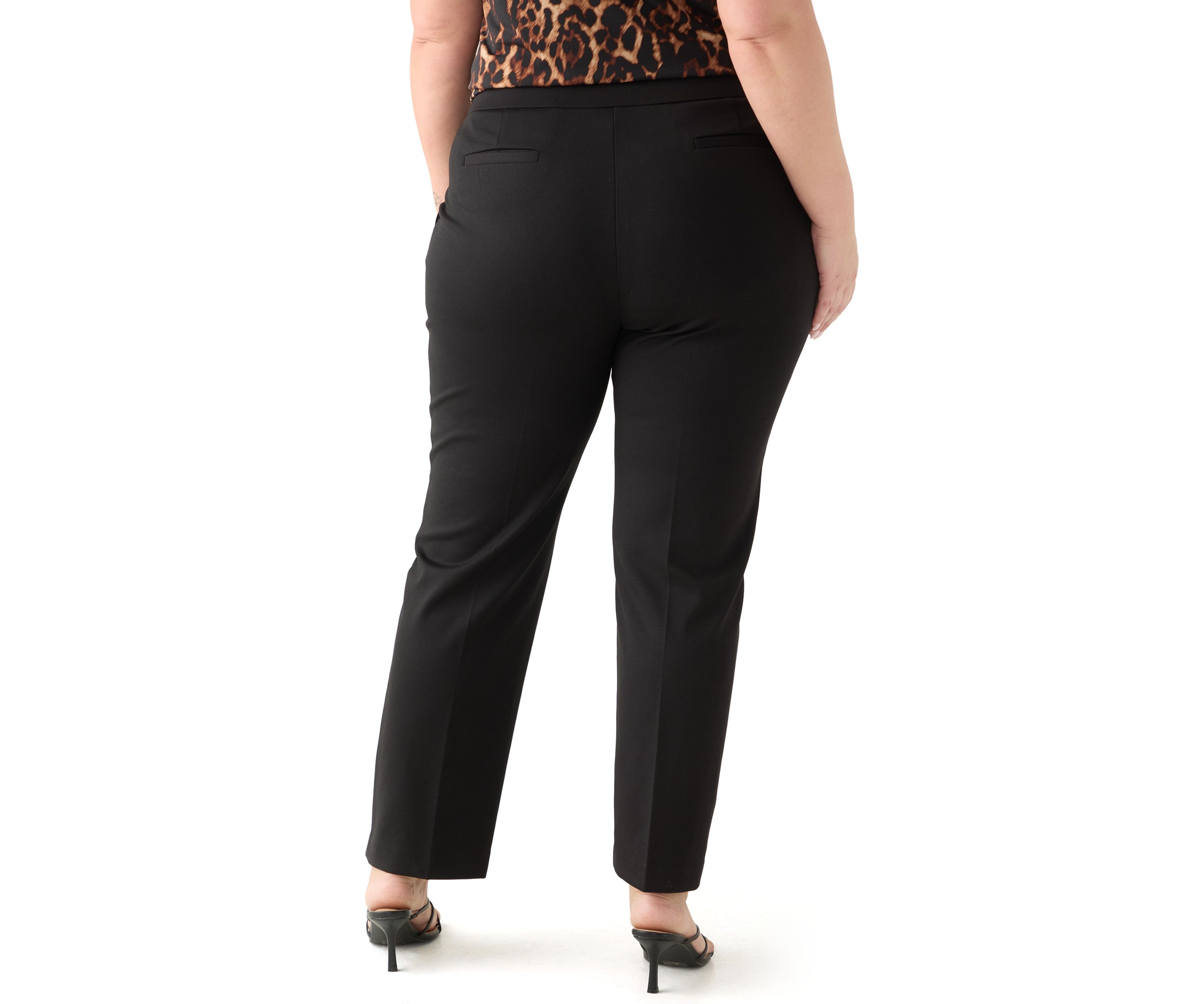 Plus Size Pull On Straight Leg Ponte Pants