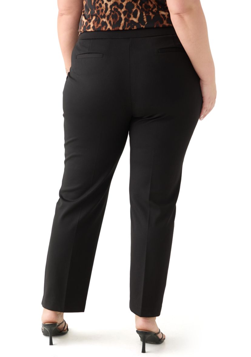 Plus Size Pull On Straight Leg Ponte Pants