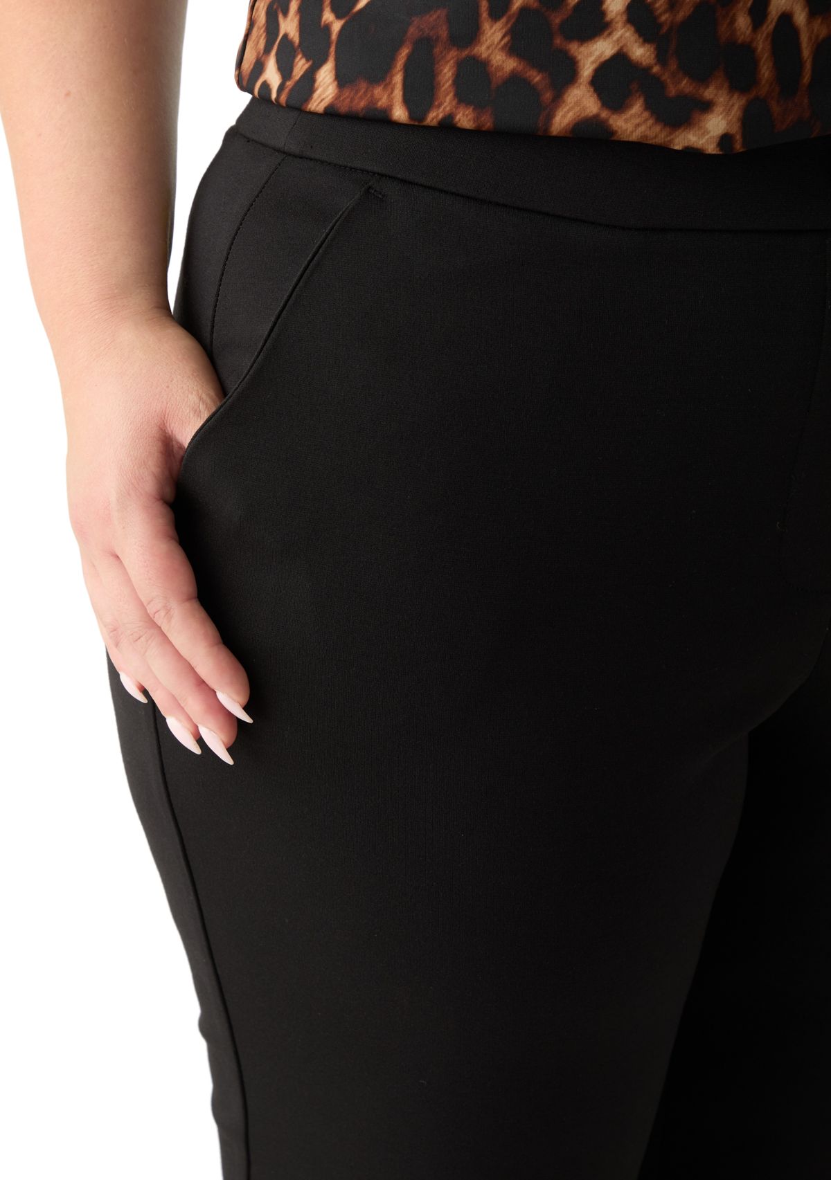 Plus Size Pull On Straight Leg Ponte Pants