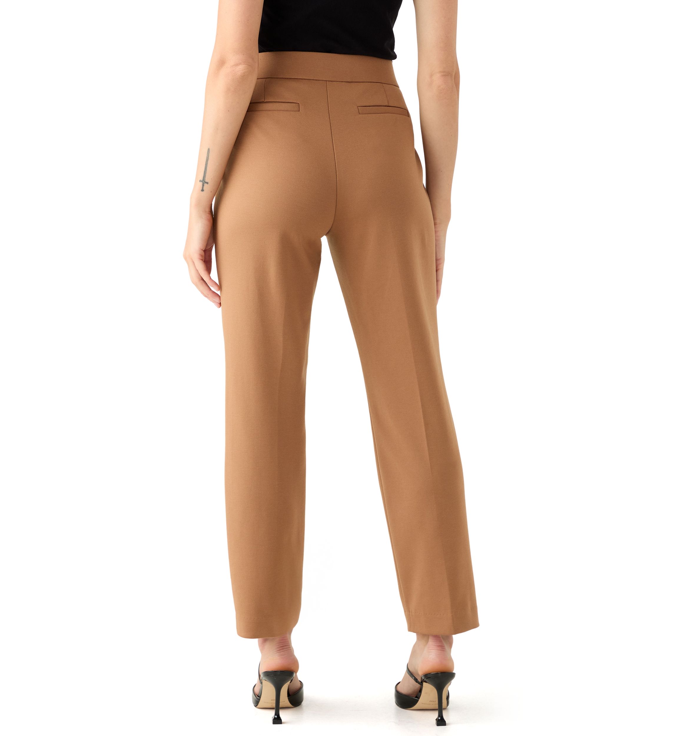 Petite Faux Fly Straight Leg Pants