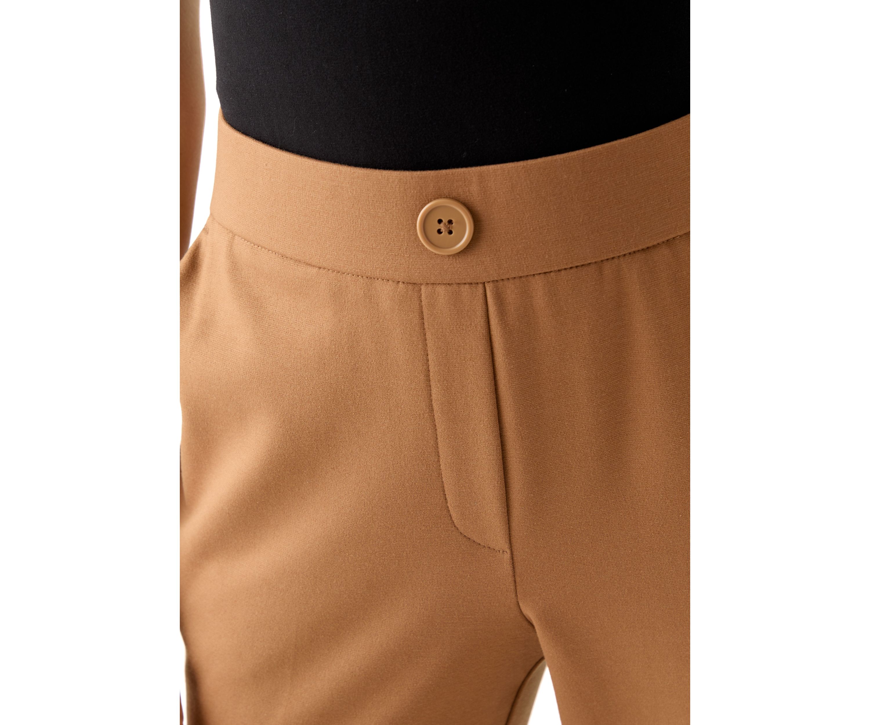 Petite Faux Fly Straight Leg Pants