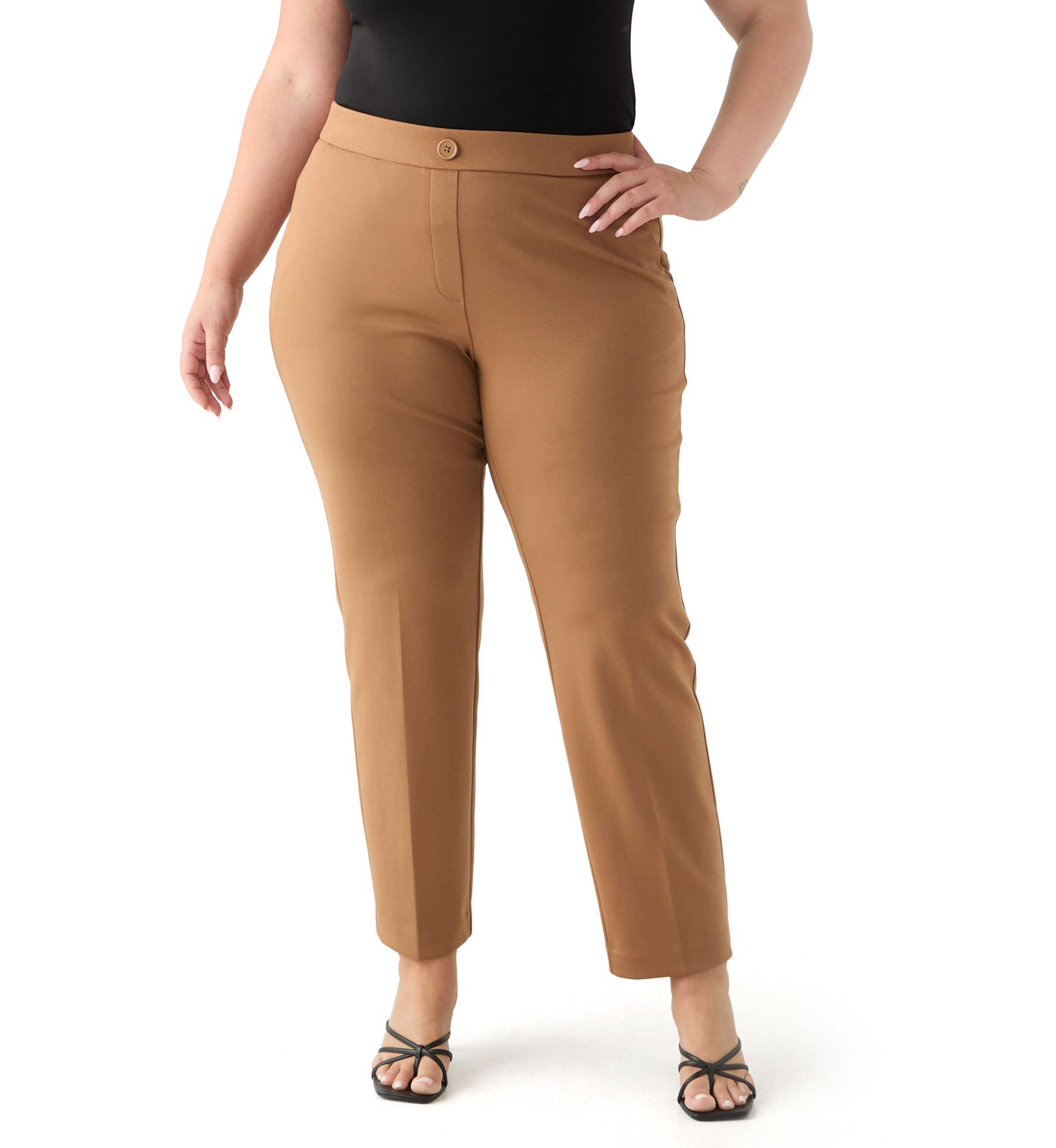  Plus Size Pull On Straight Leg Ponte Pants 