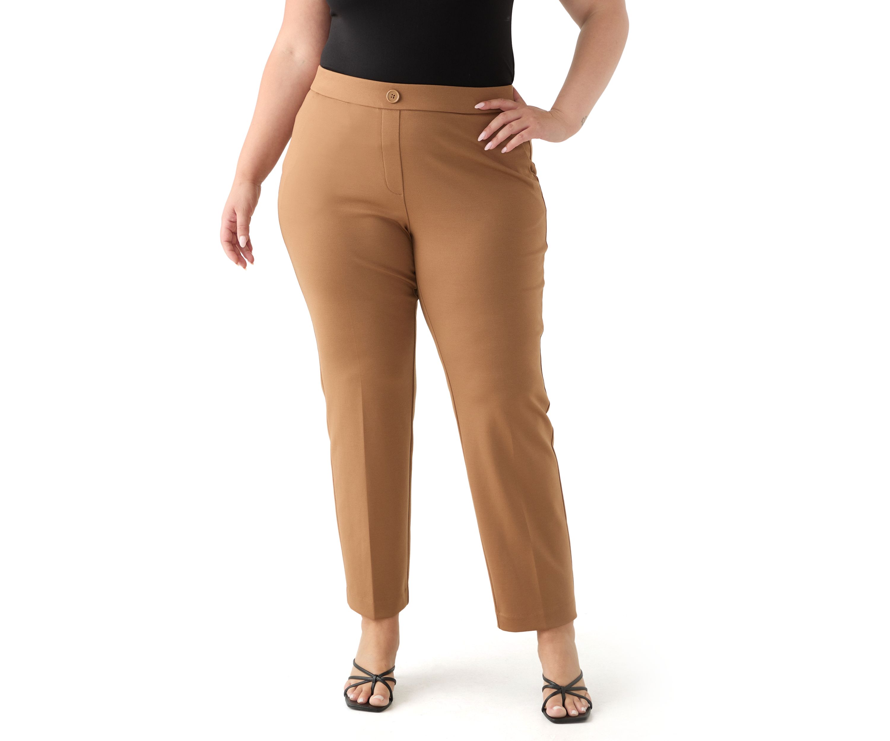  Plus Size Pull On Straight Leg Ponte Pants 