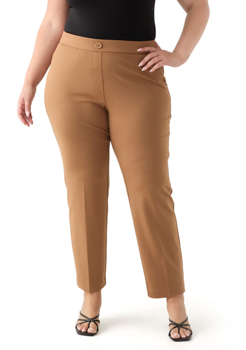  Plus Size Pull On Straight Leg Ponte Pants 