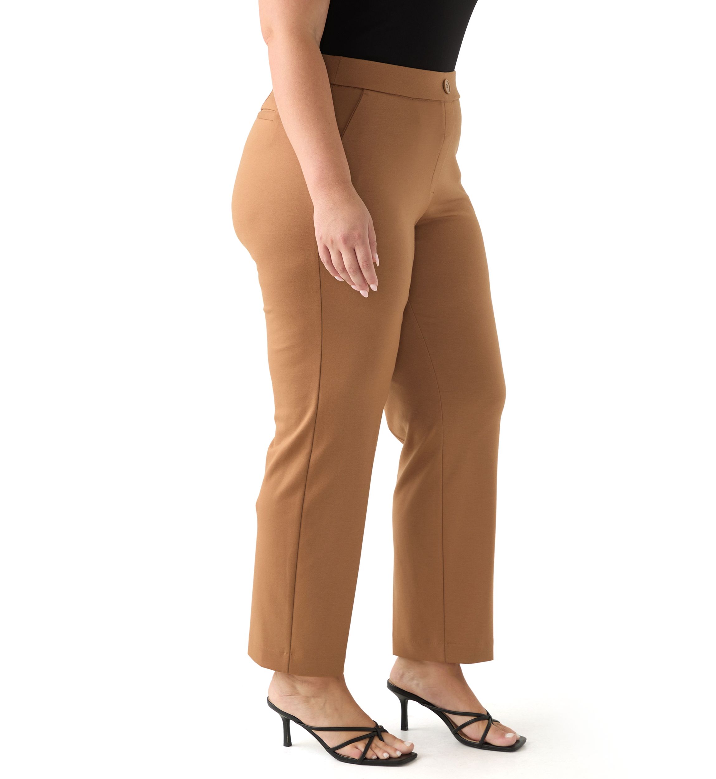  Plus Size Pull On Straight Leg Ponte Pants 