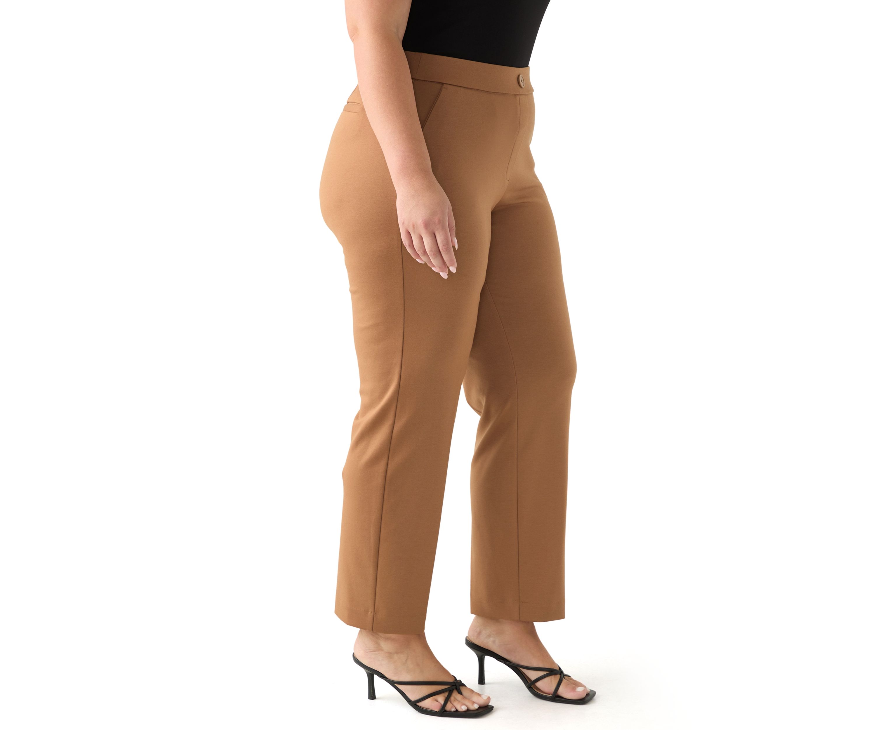  Plus Size Pull On Straight Leg Ponte Pants 