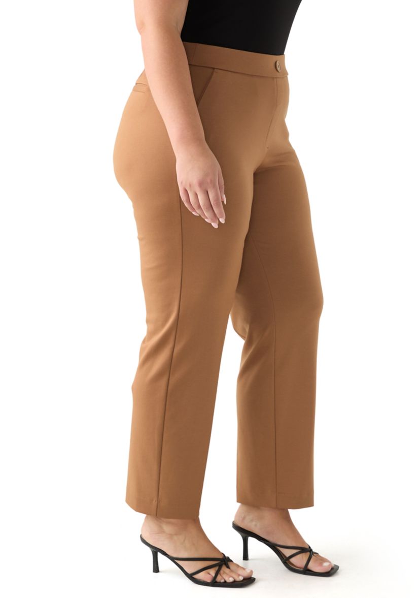  Plus Size Pull On Straight Leg Ponte Pants 