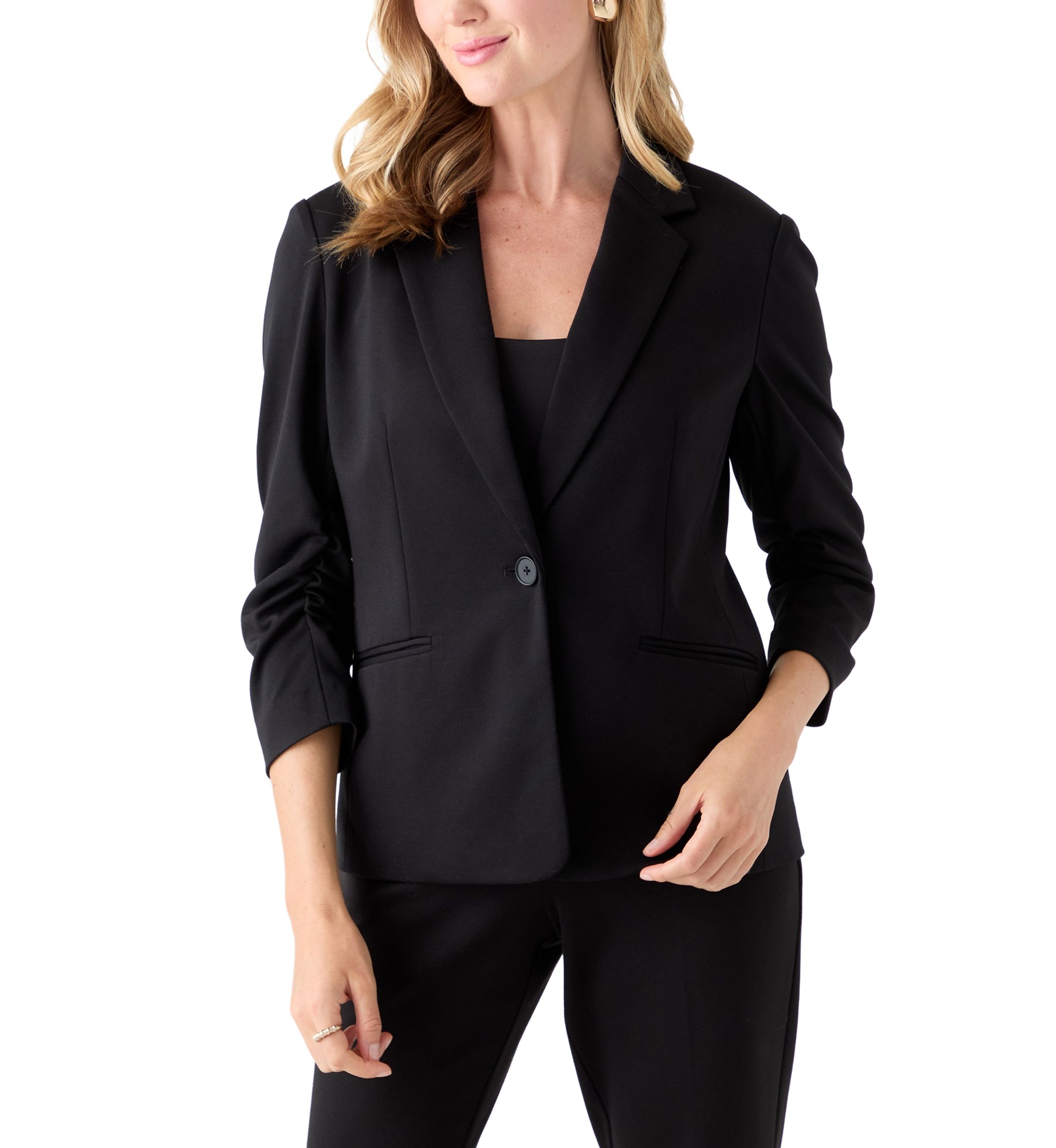 Petite Scrunched Sleeves Ponte Jacket 