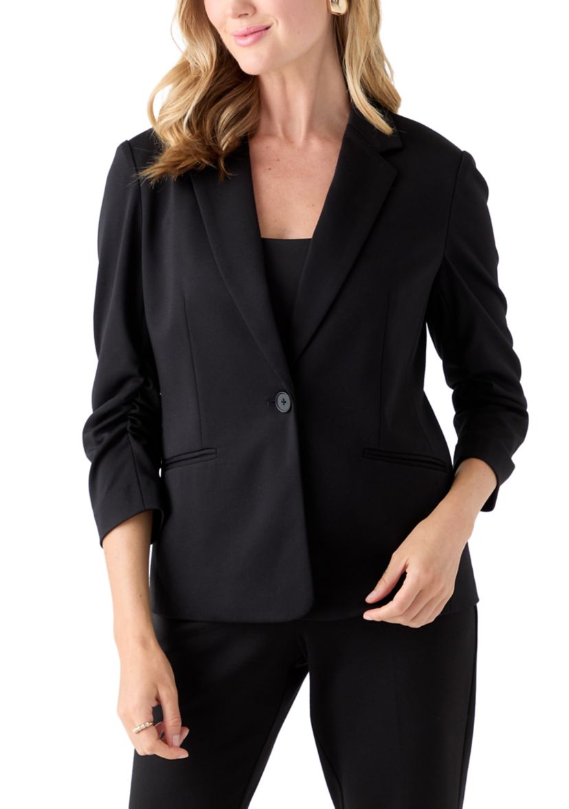 Petite Scrunched Sleeves Ponte Jacket 