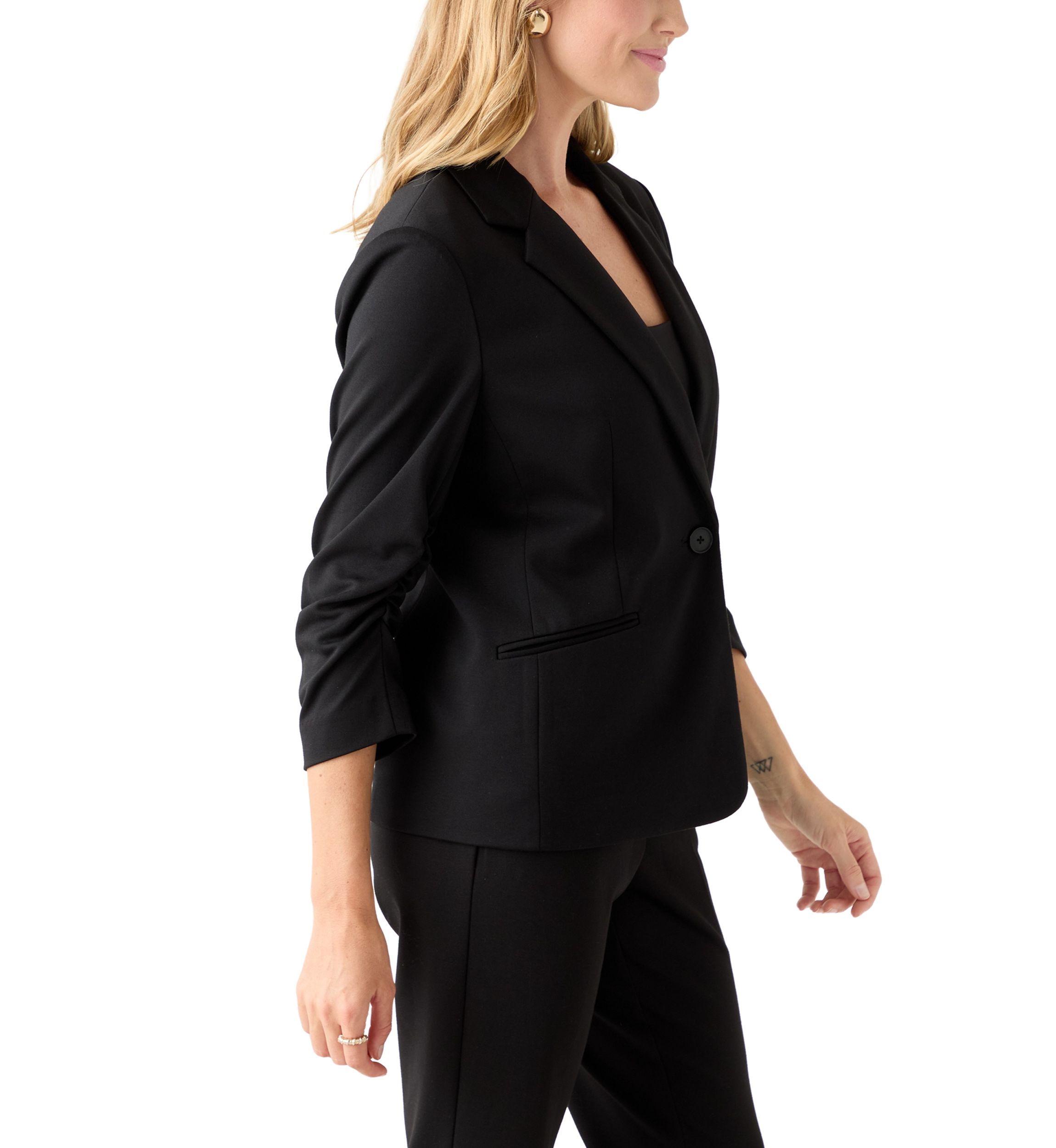 Petite Scrunched Sleeves Ponte Jacket 