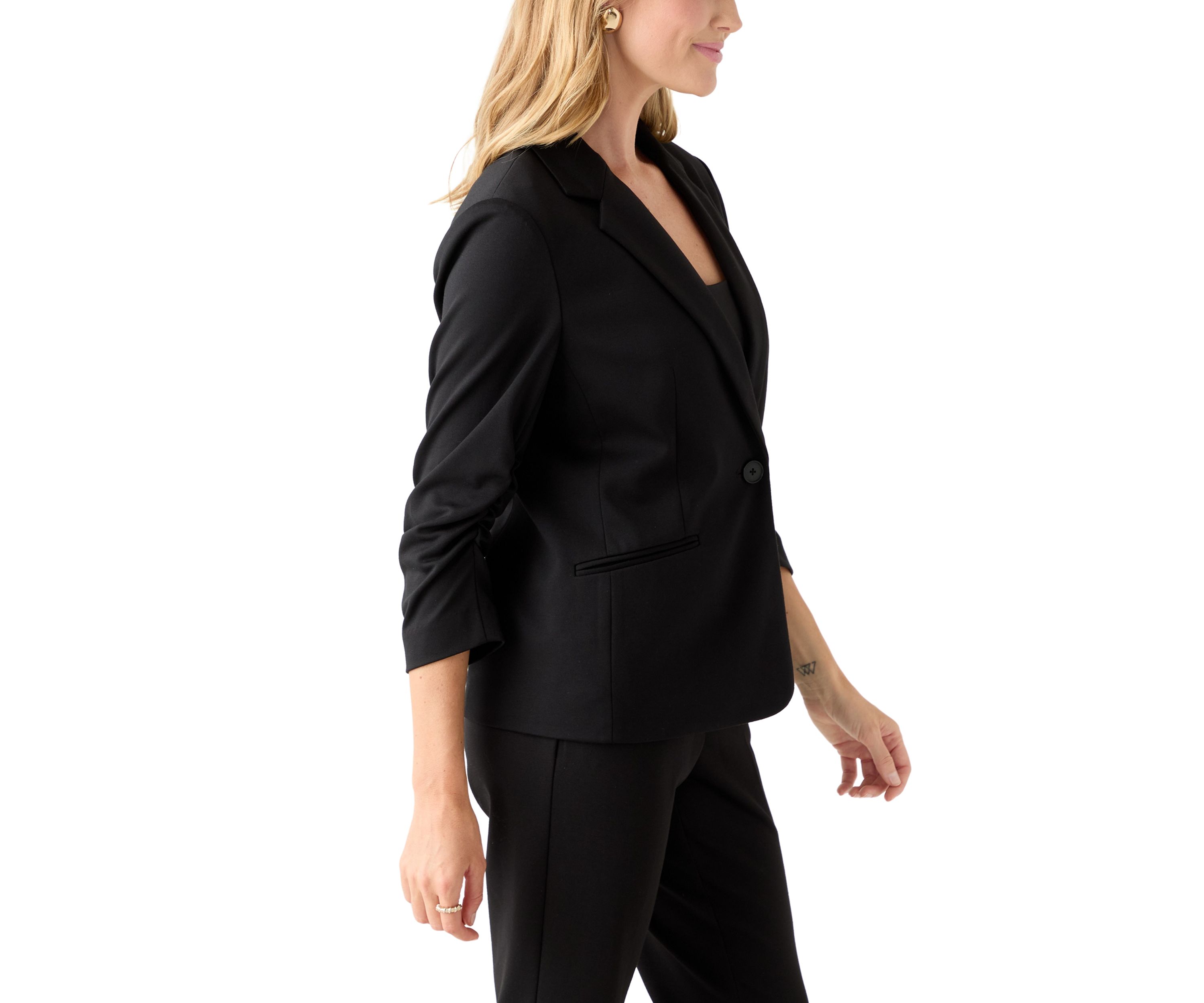 Petite Scrunched Sleeves Ponte Jacket 