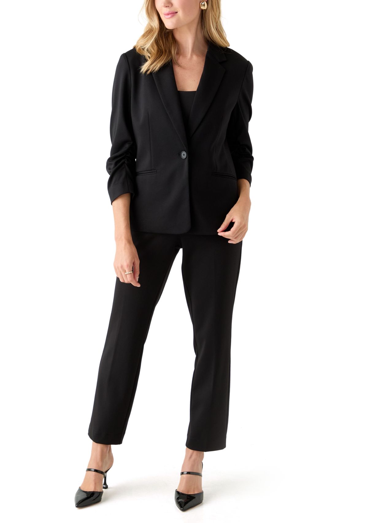 Petite Scrunched Sleeves Ponte Jacket 