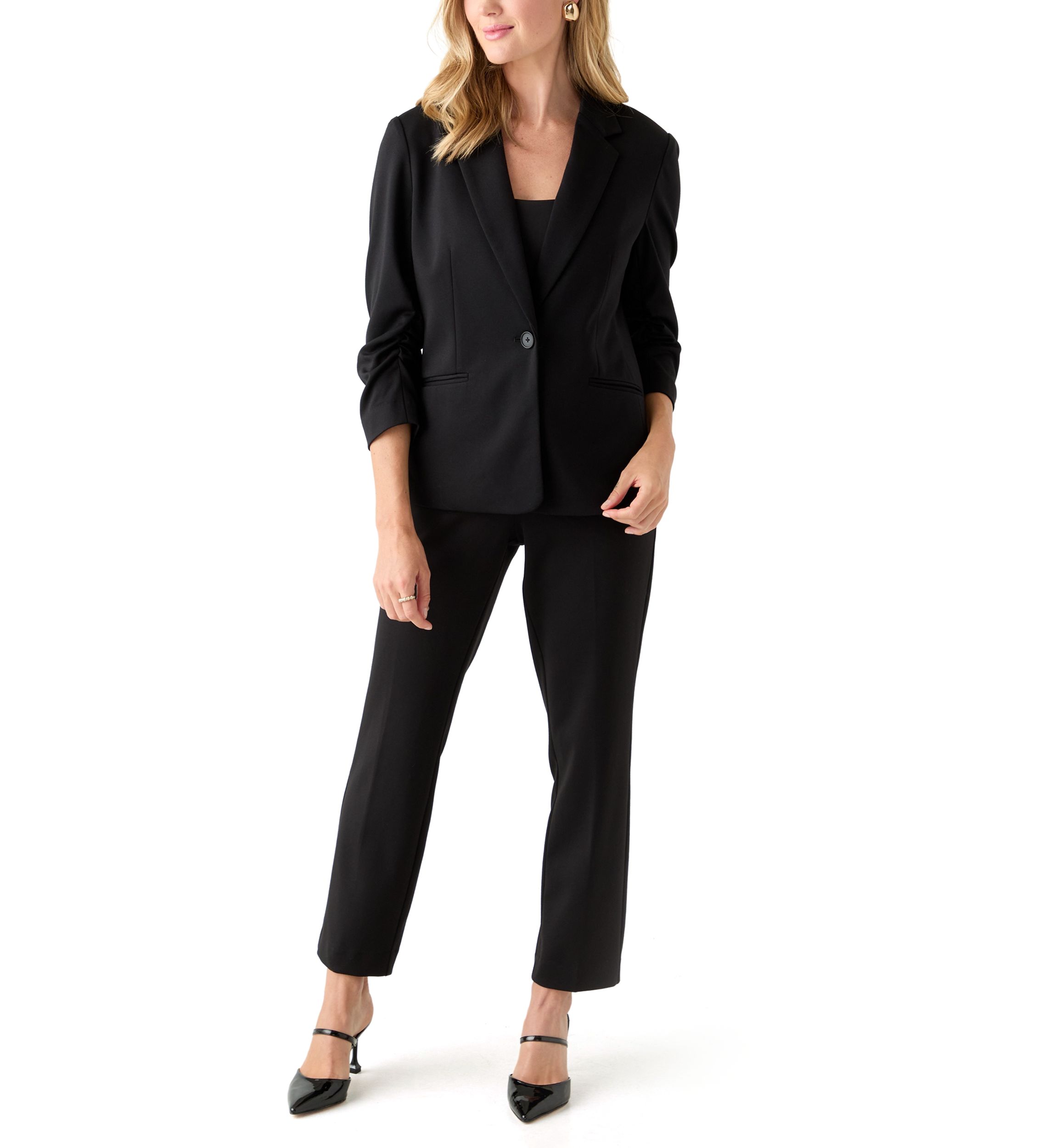 Petite Scrunched Sleeves Ponte Jacket 
