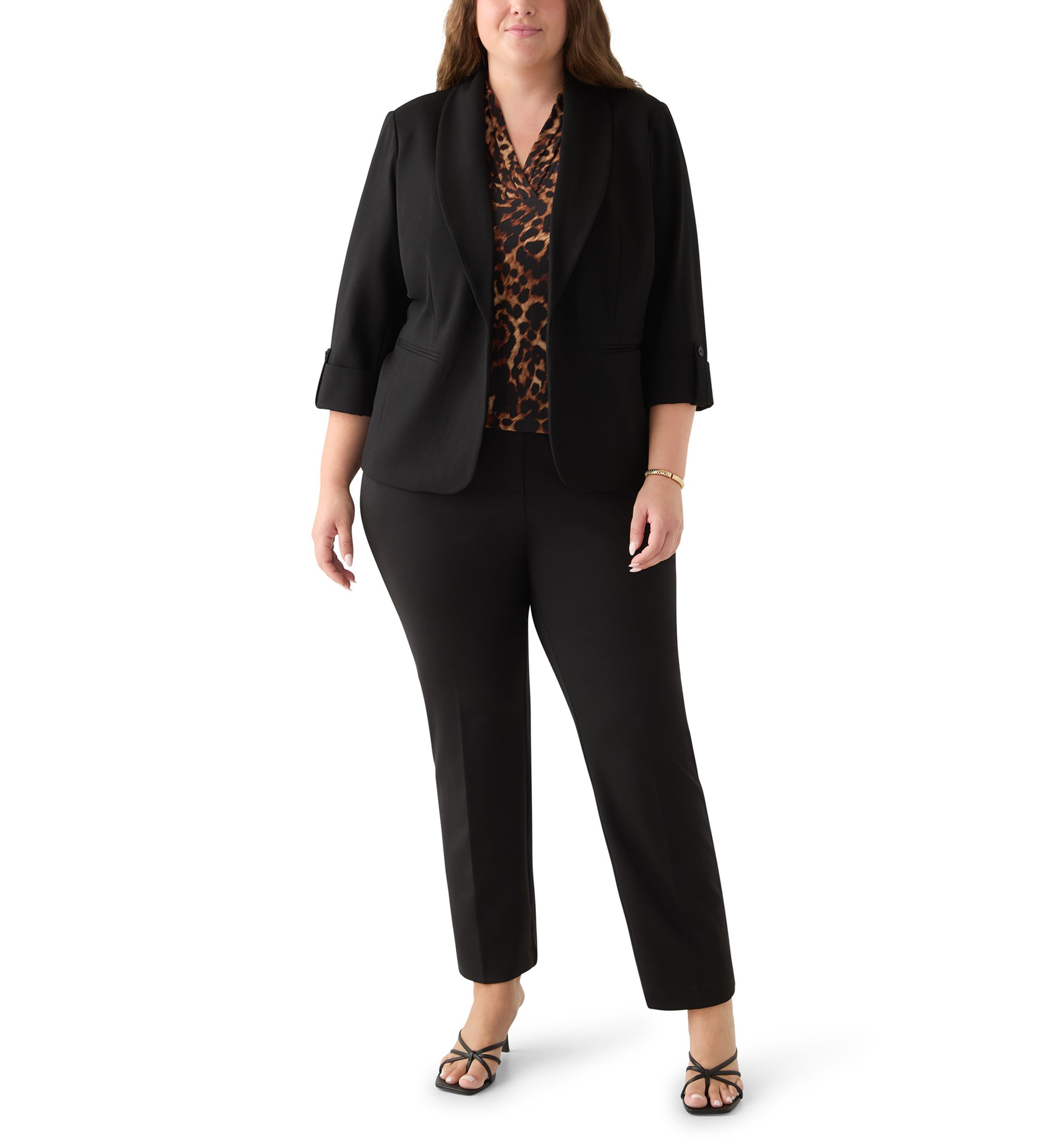 Plus Size Shawl Collar Compression Blazer