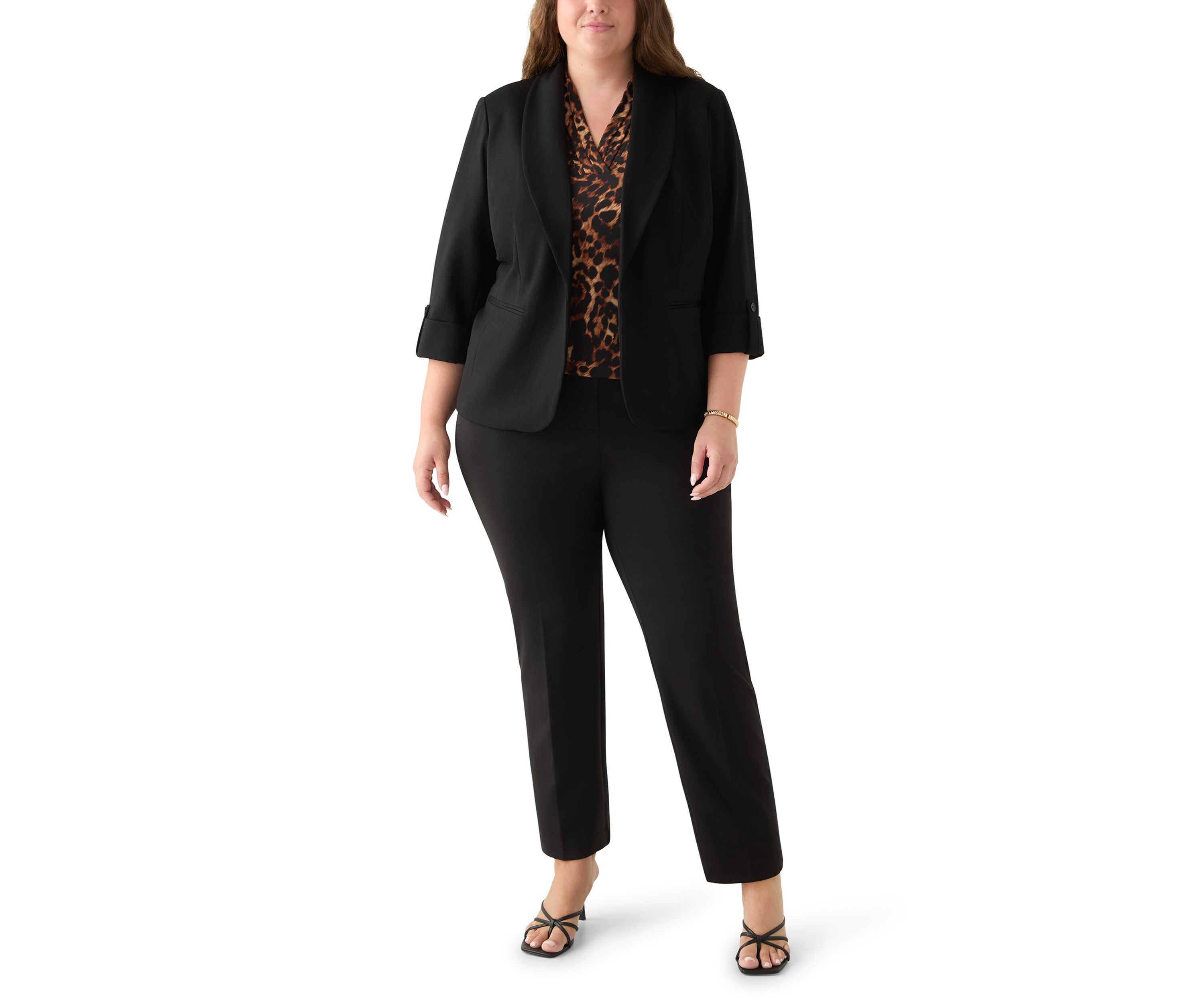 Plus Size Shawl Collar Compression Blazer