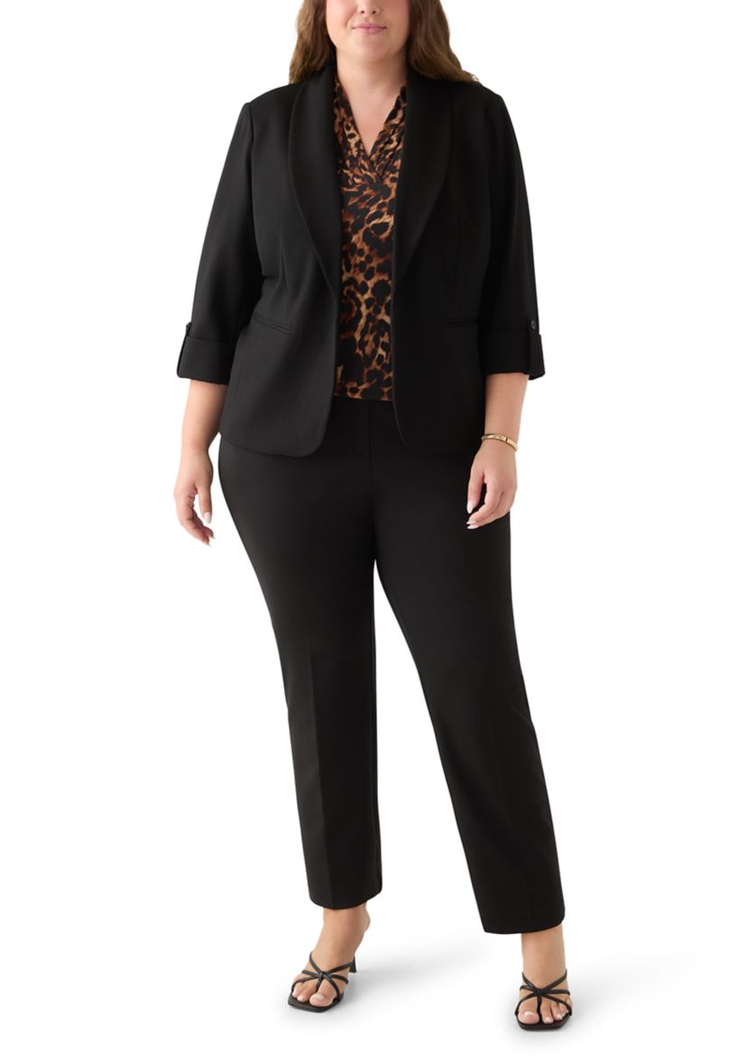 Plus Size Shawl Collar Compression Blazer