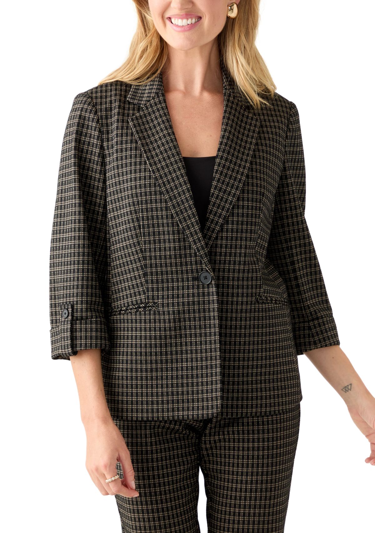 Petite One Button Notch Collar Jacket