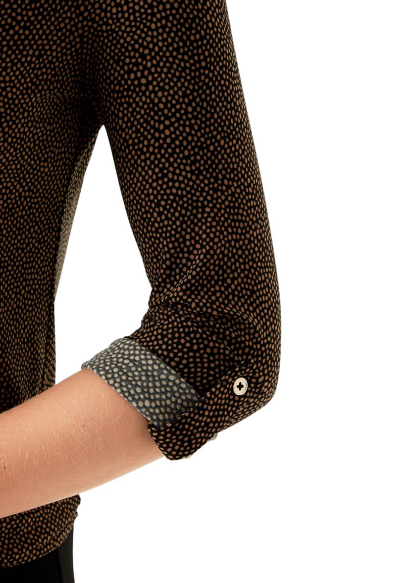 Womens 3/4 Roll Tab Printed Button Down Shirt 