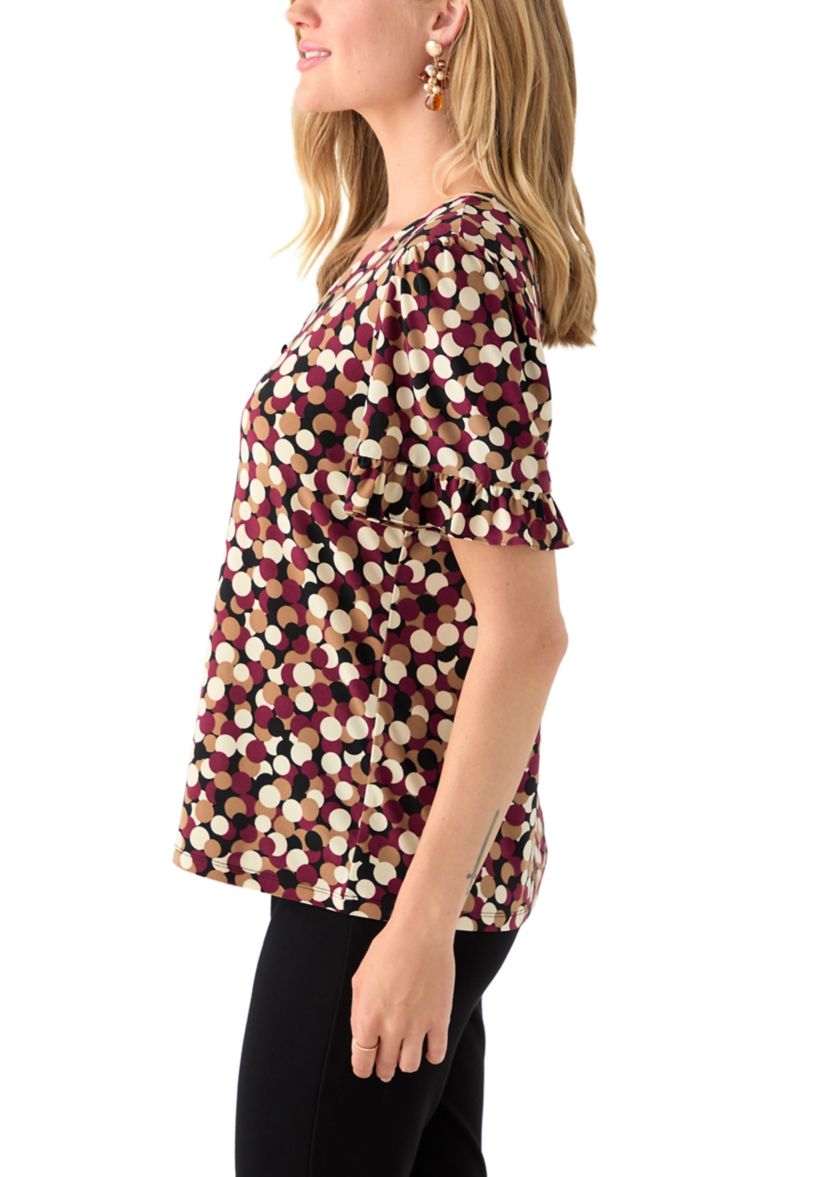Petite Ruffle Sleeve V-Neck Top 