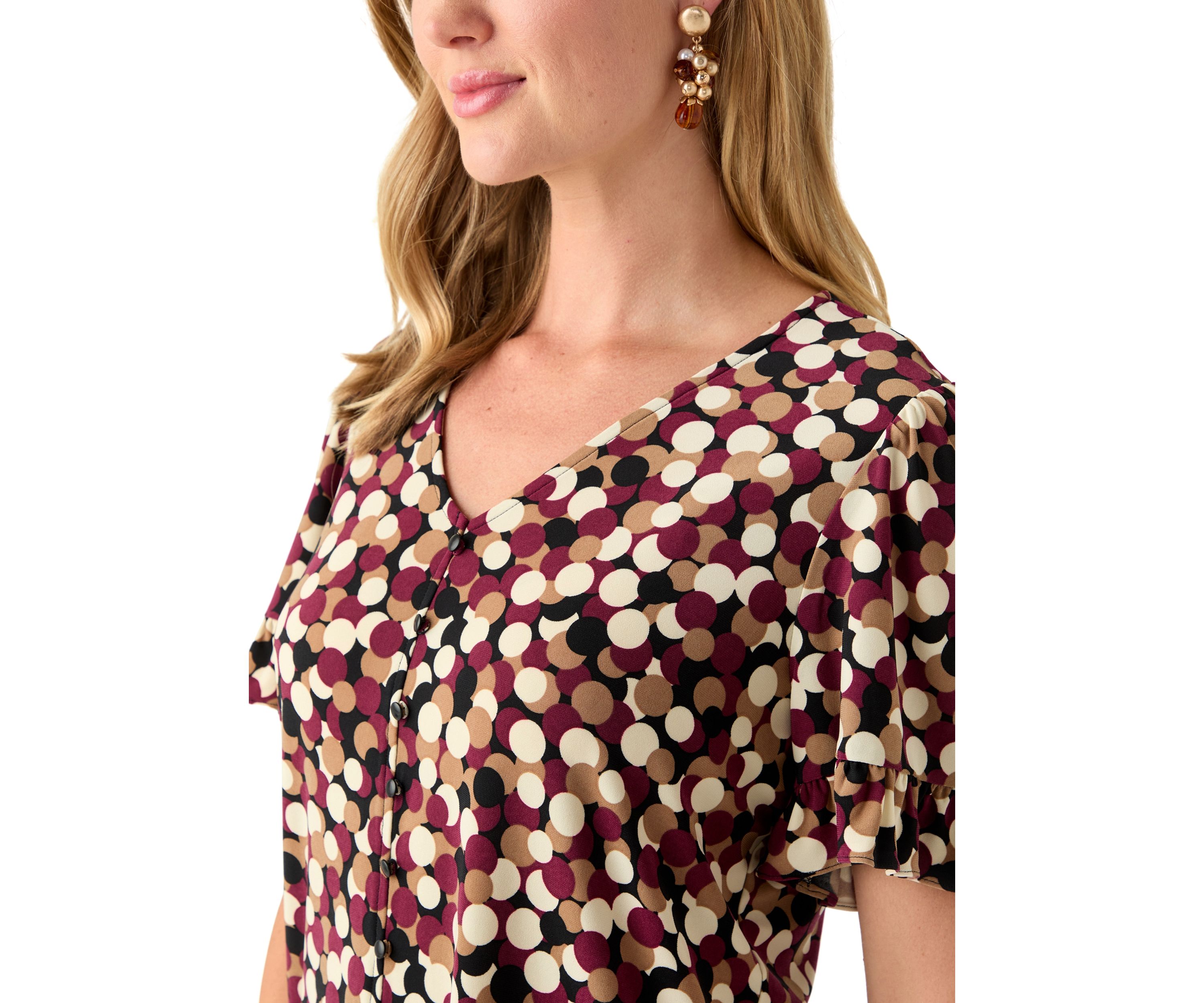 Petite Ruffle Sleeve V-Neck Top 