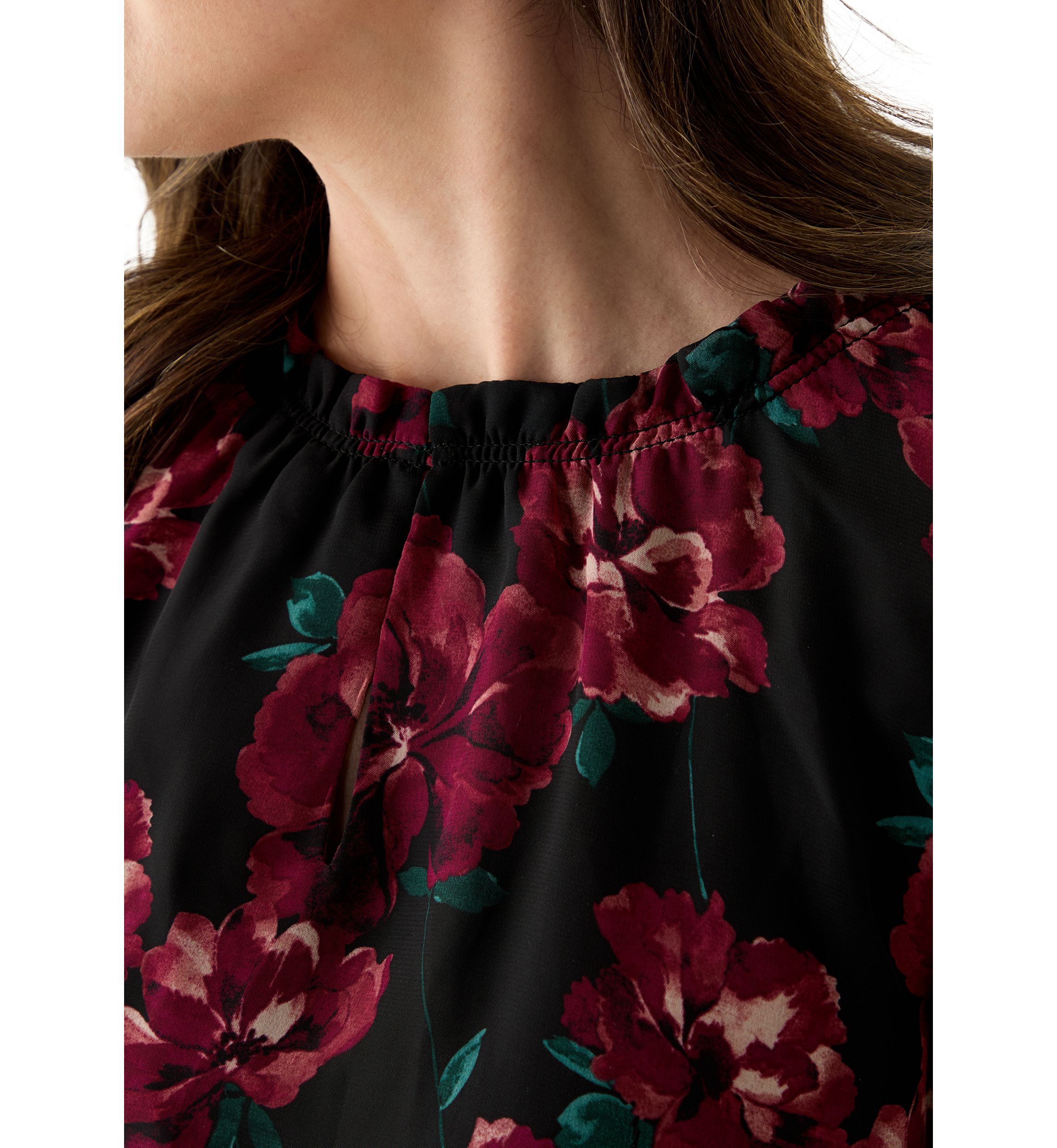 Womens Tiered Mock Neck Long Sleeve Shirt