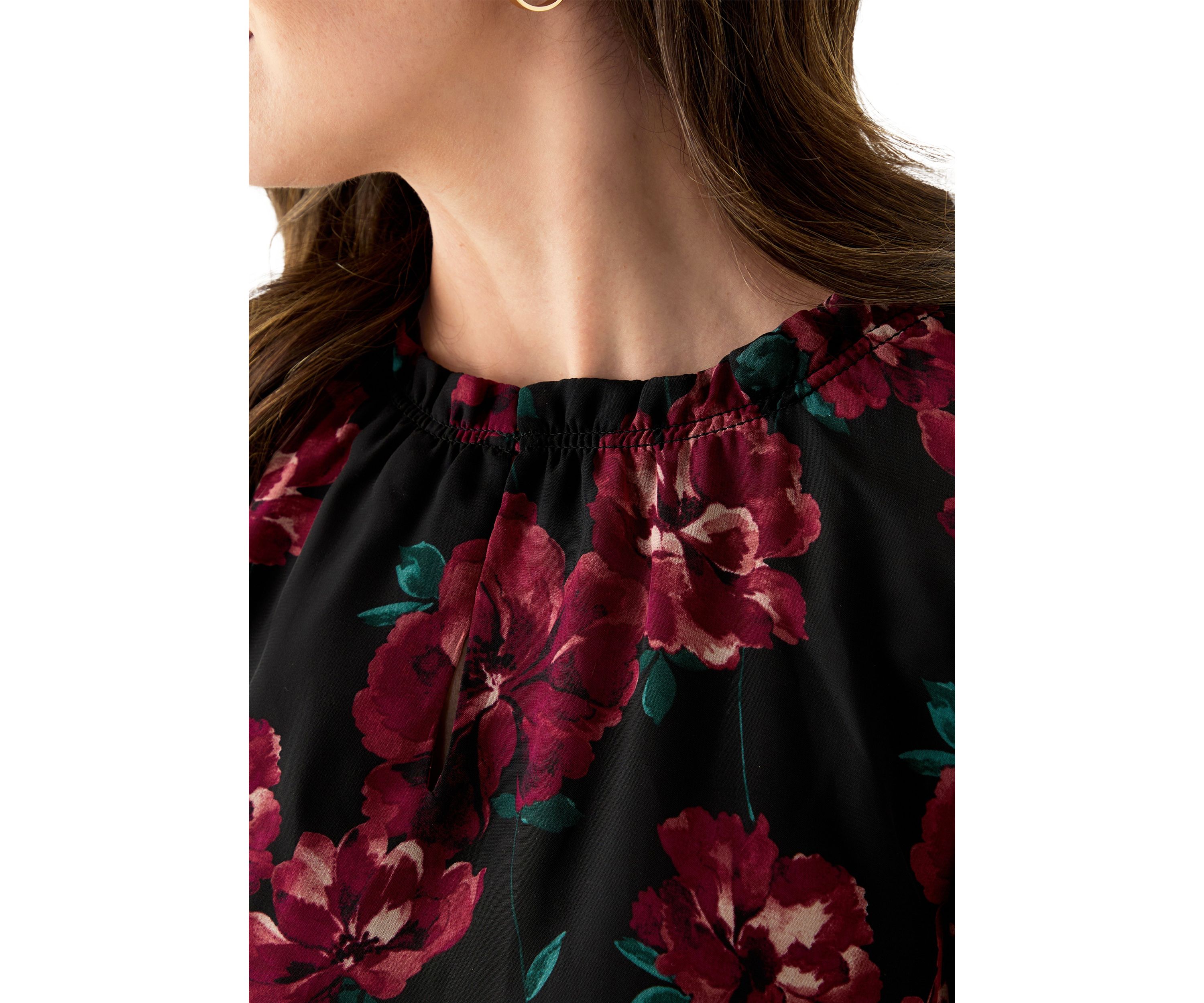 Womens Tiered Mock Neck Long Sleeve Shirt