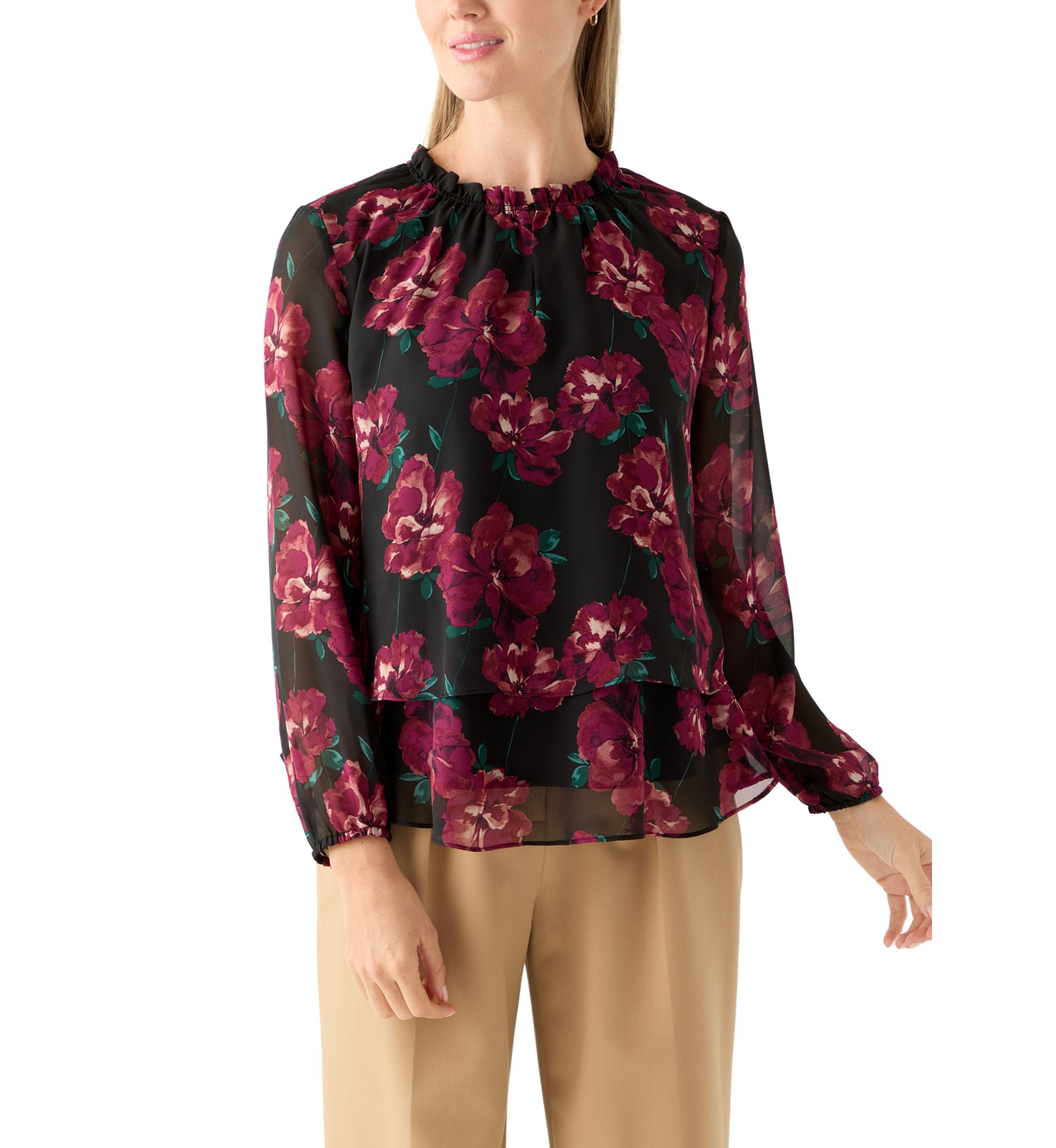 Petite Tiered Mock Neck Top 