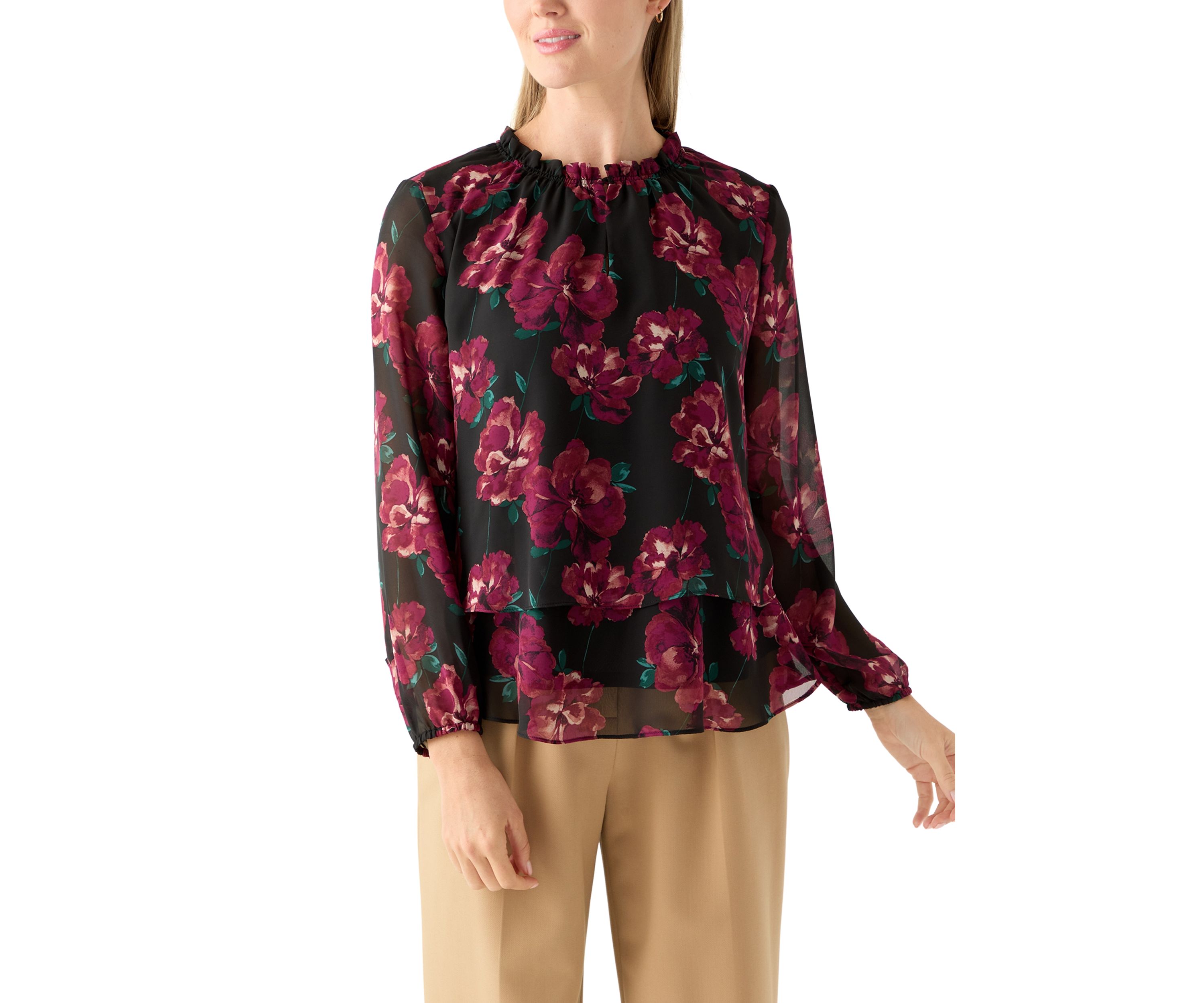 Petite Tiered Mock Neck Top 