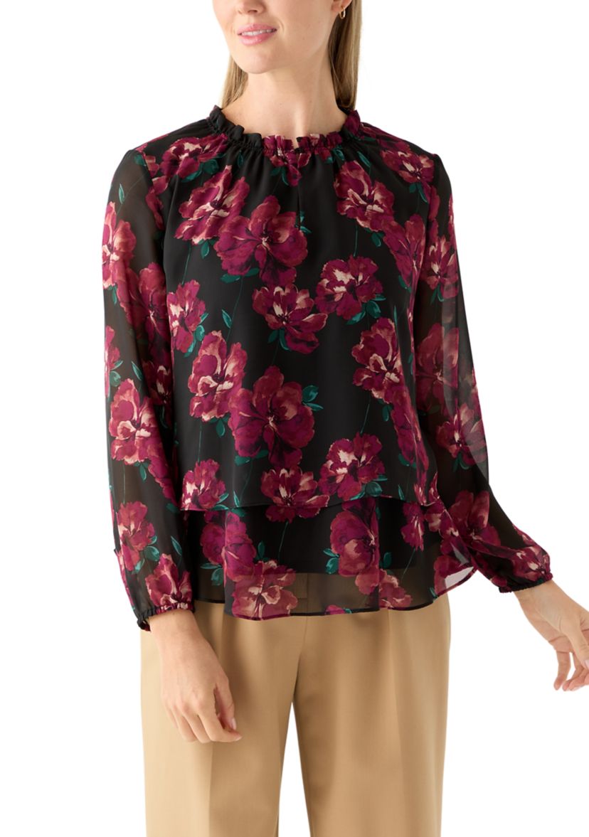 Petite Tiered Mock Neck Top 