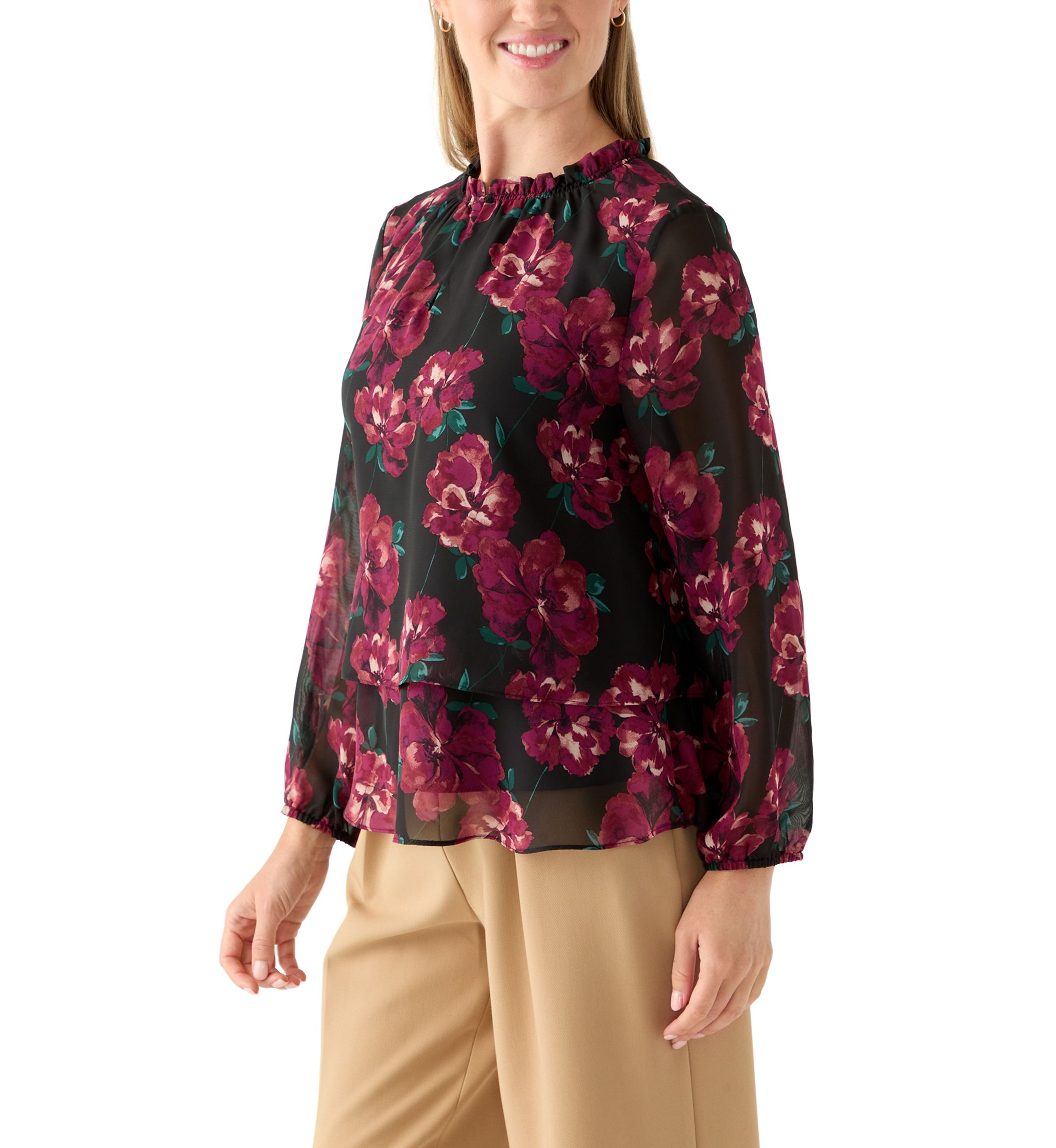 Petite Tiered Mock Neck Top 