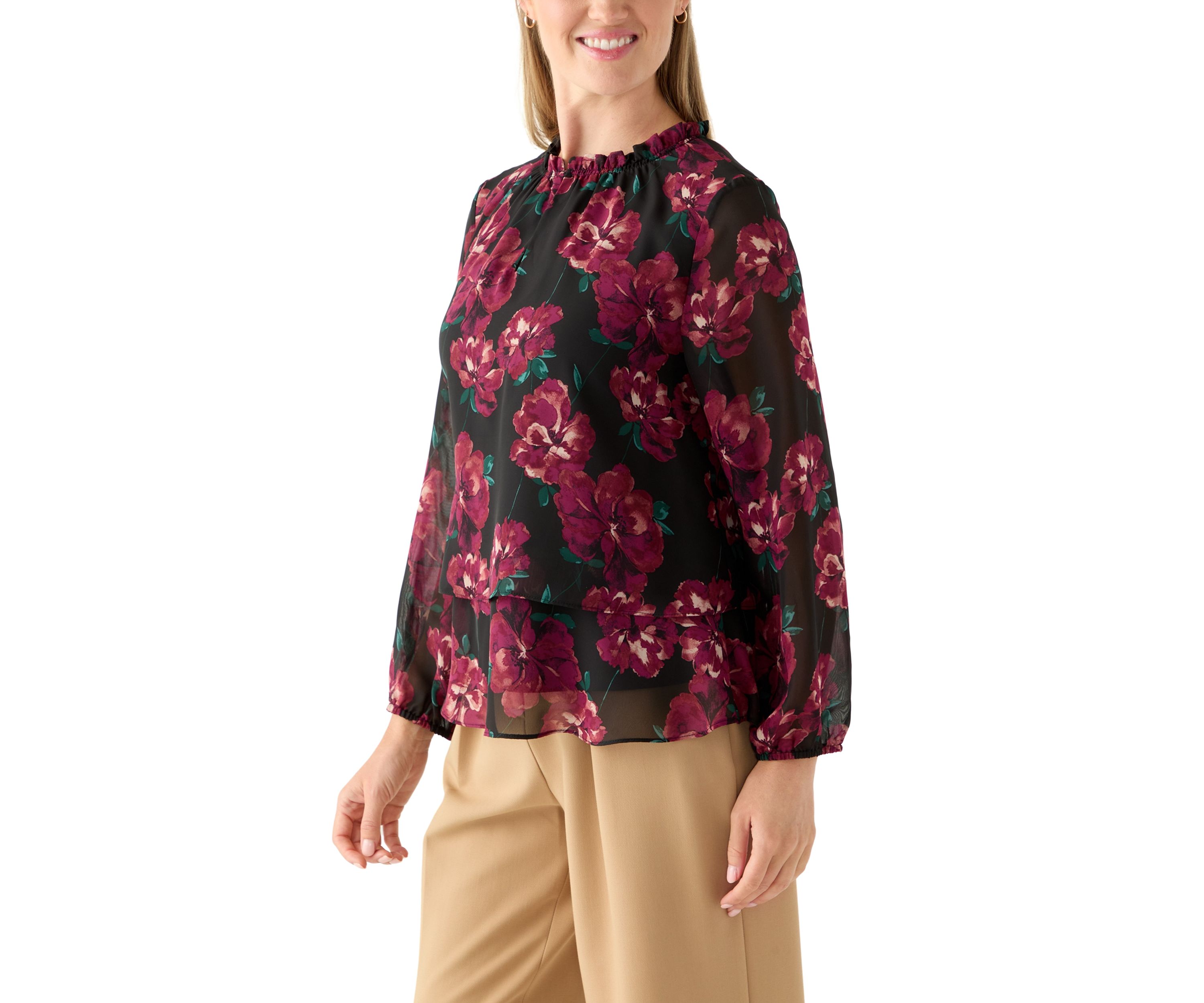 Petite Tiered Mock Neck Top 