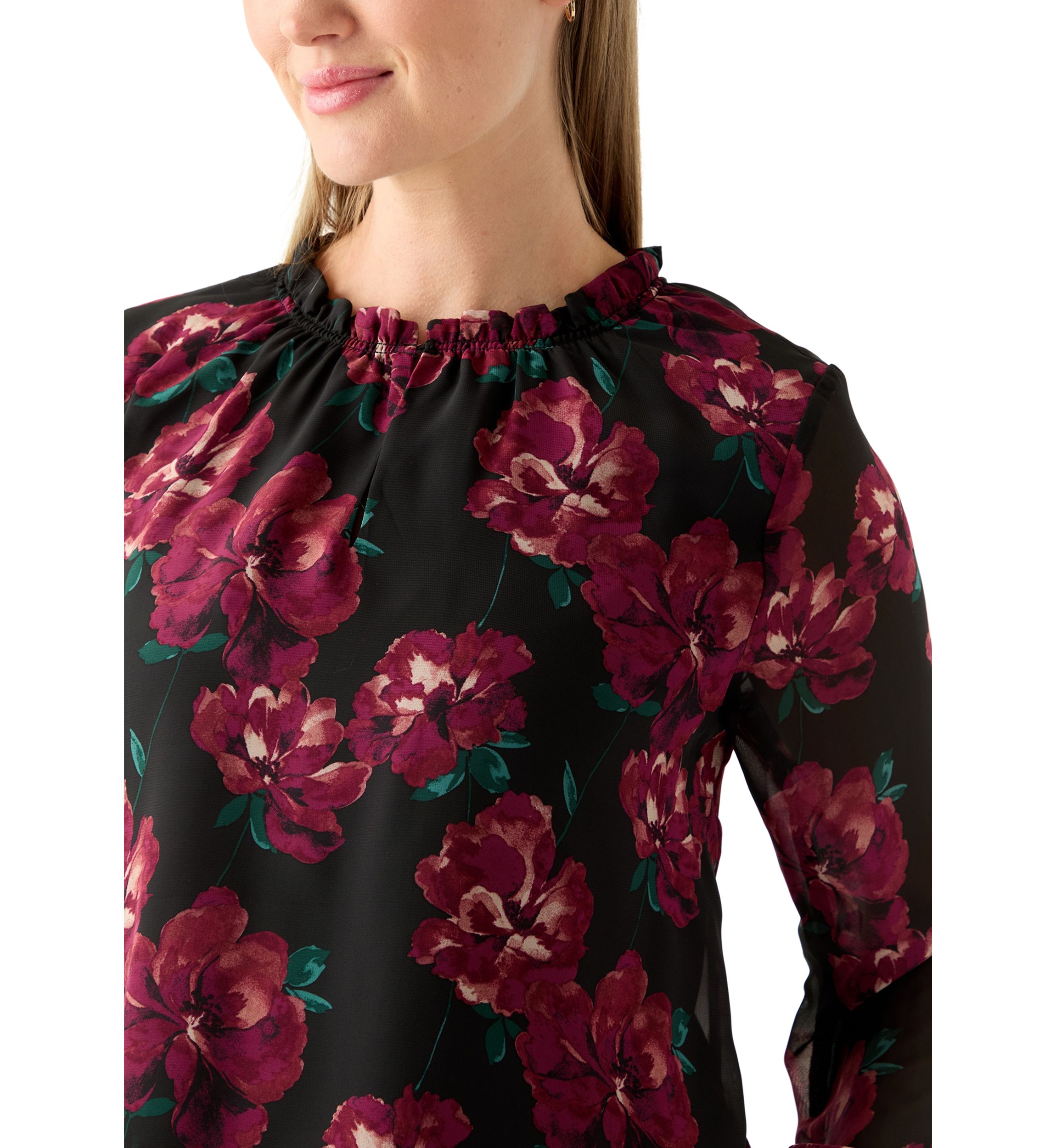 Petite Tiered Mock Neck Top 