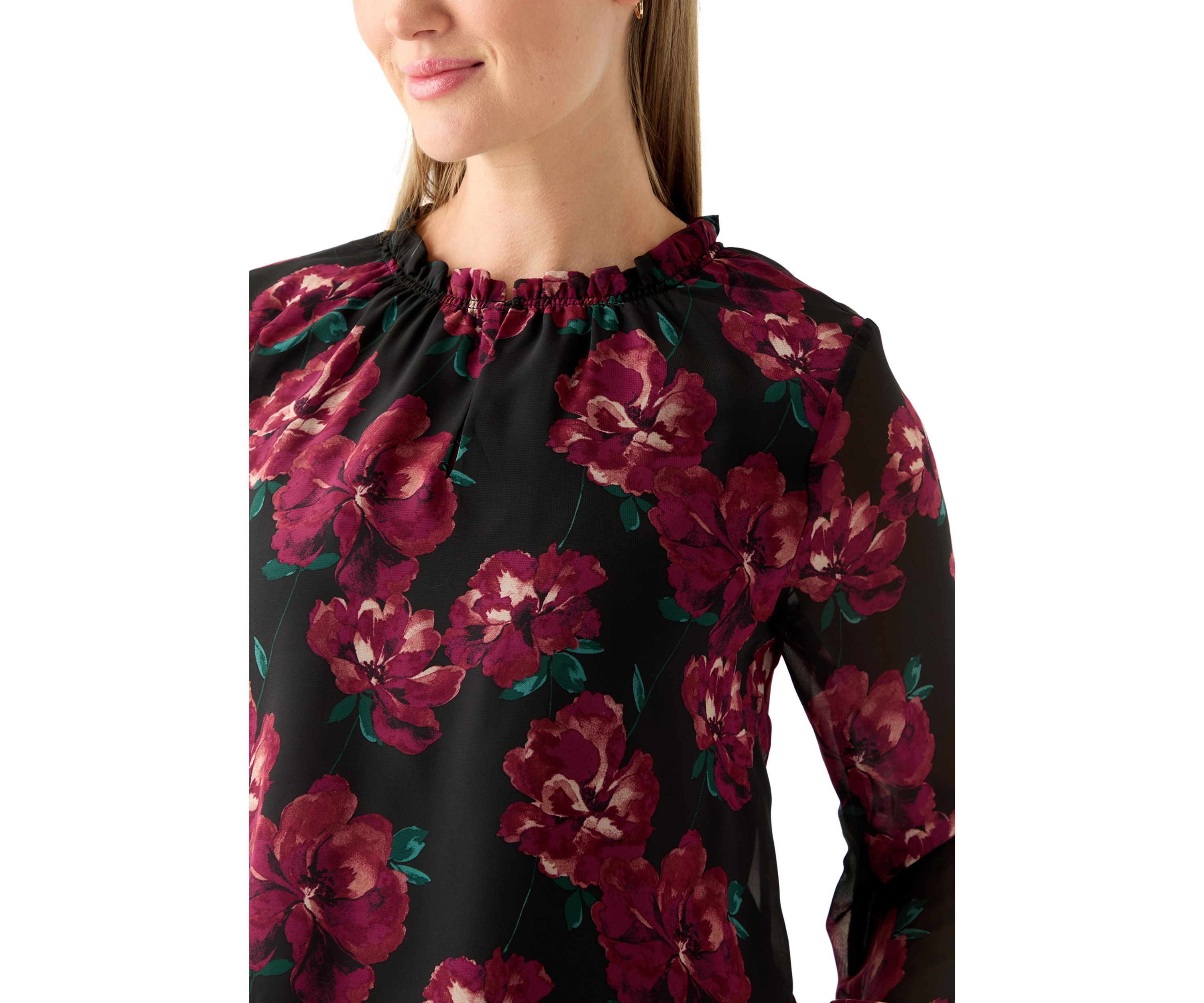 Petite Tiered Mock Neck Top 