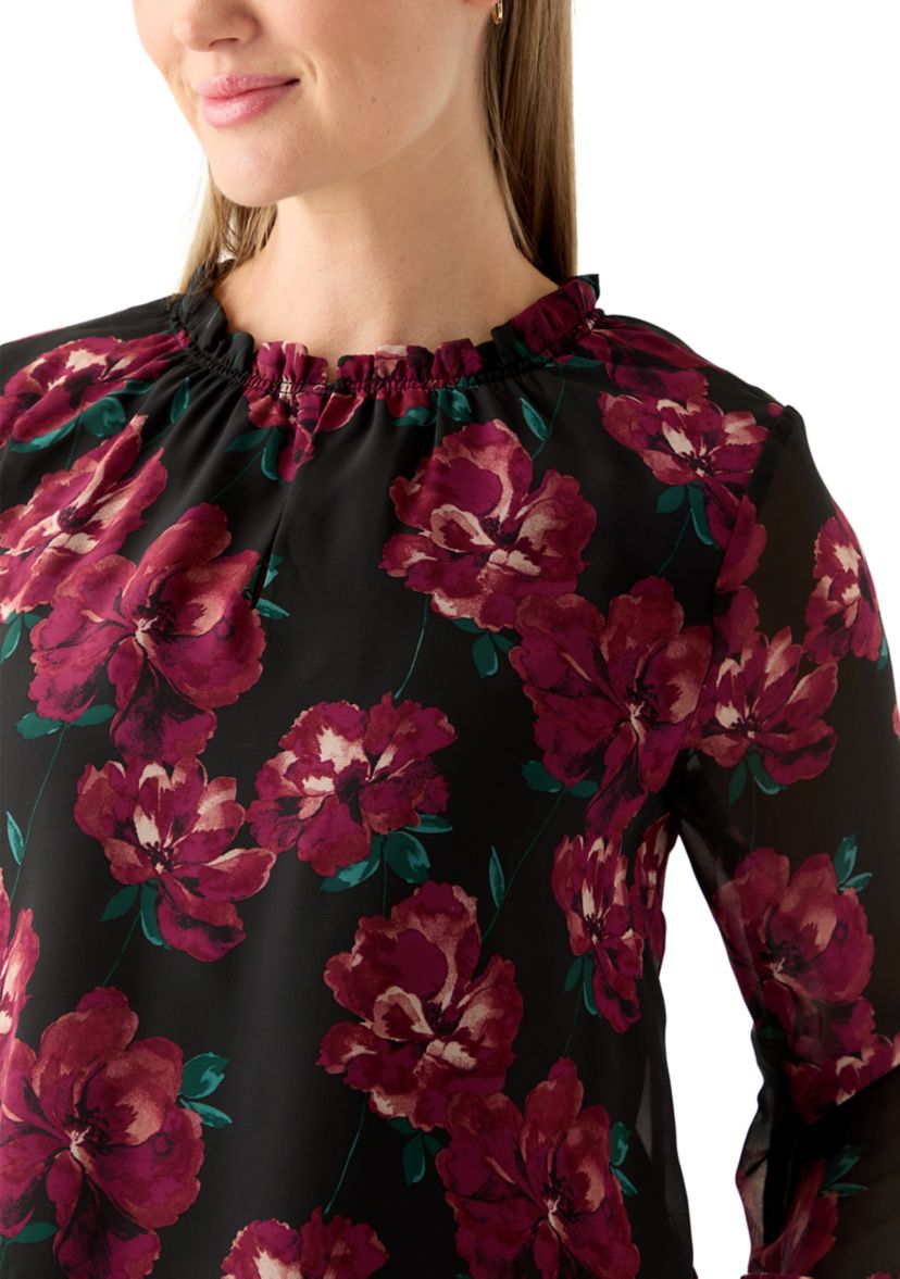 Petite Tiered Mock Neck Top 