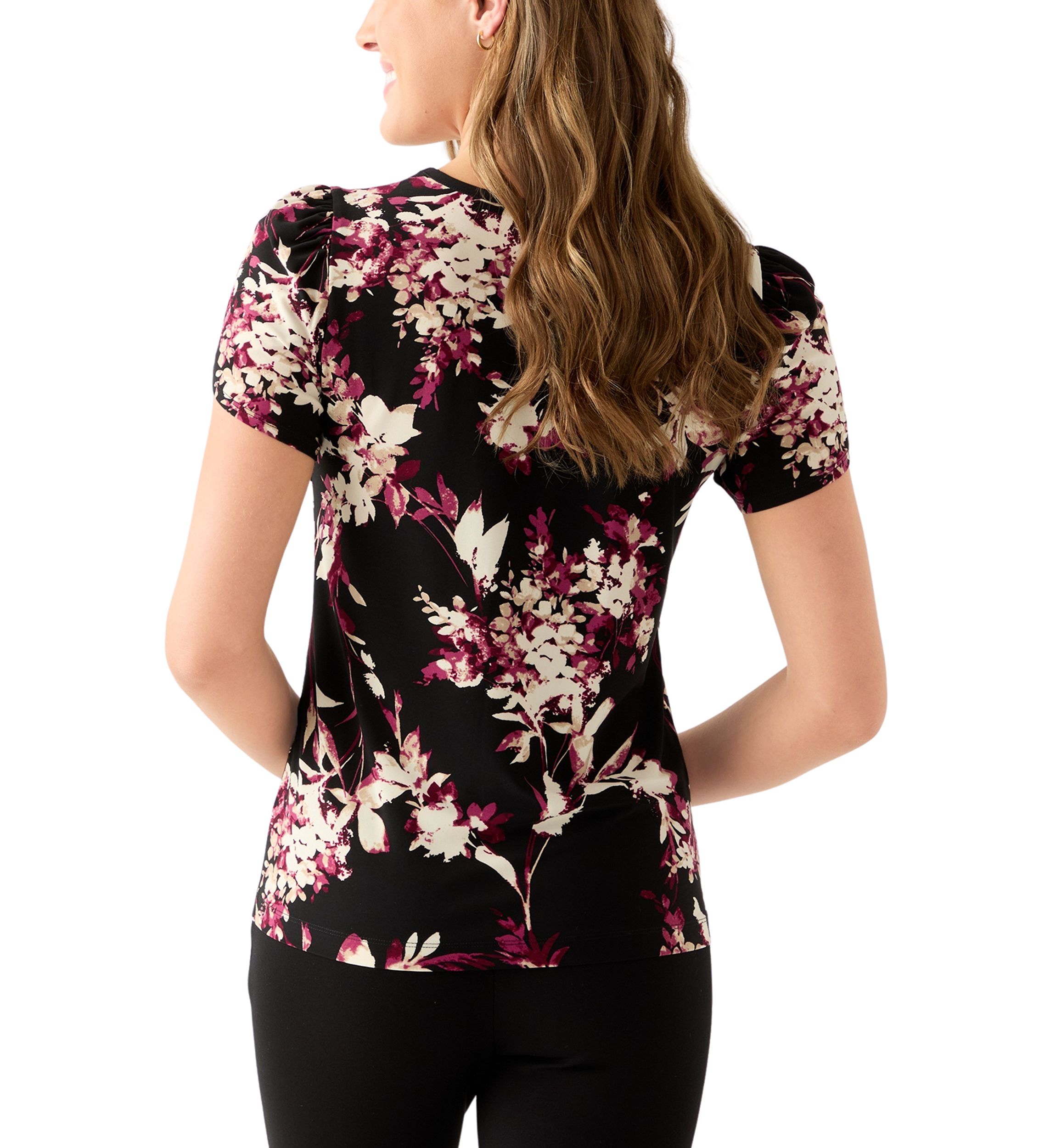  Womens Tulip Sleeve Printed Top 