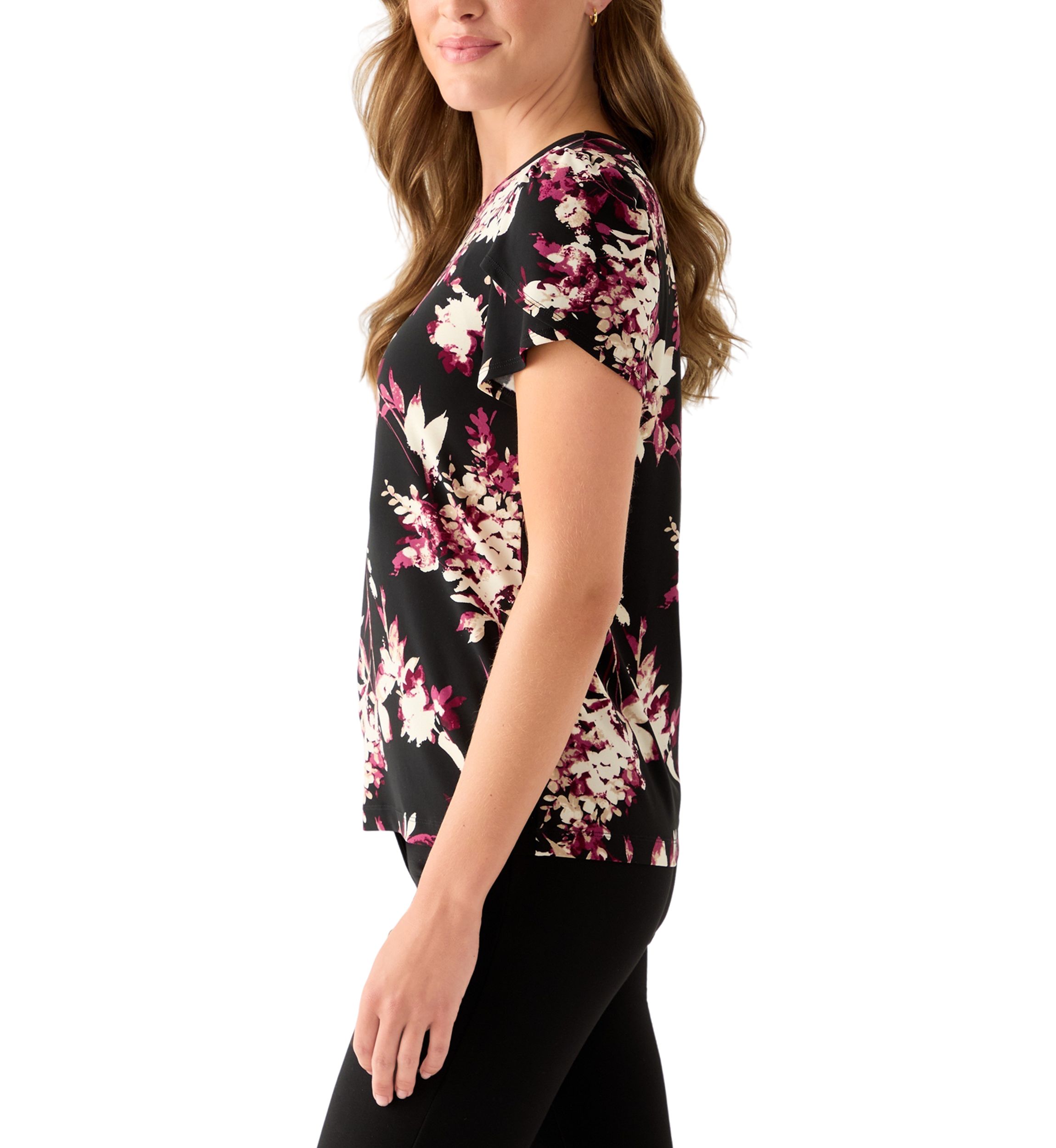  Womens Tulip Sleeve Printed Top 