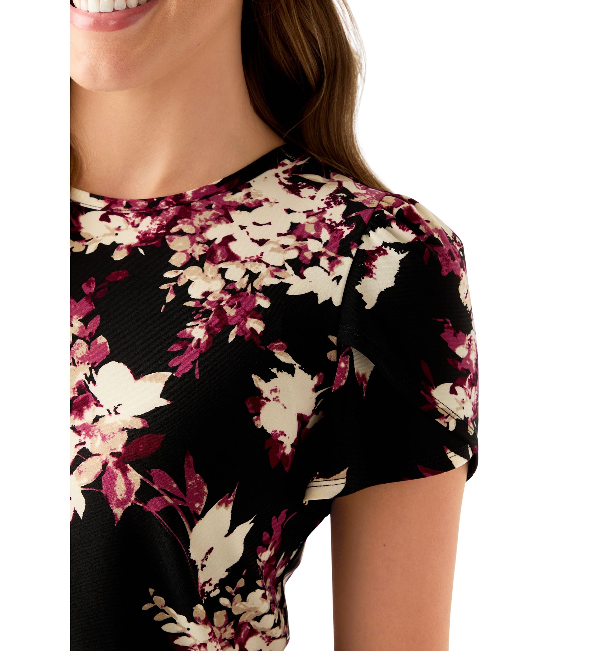  Womens Tulip Sleeve Printed Top 