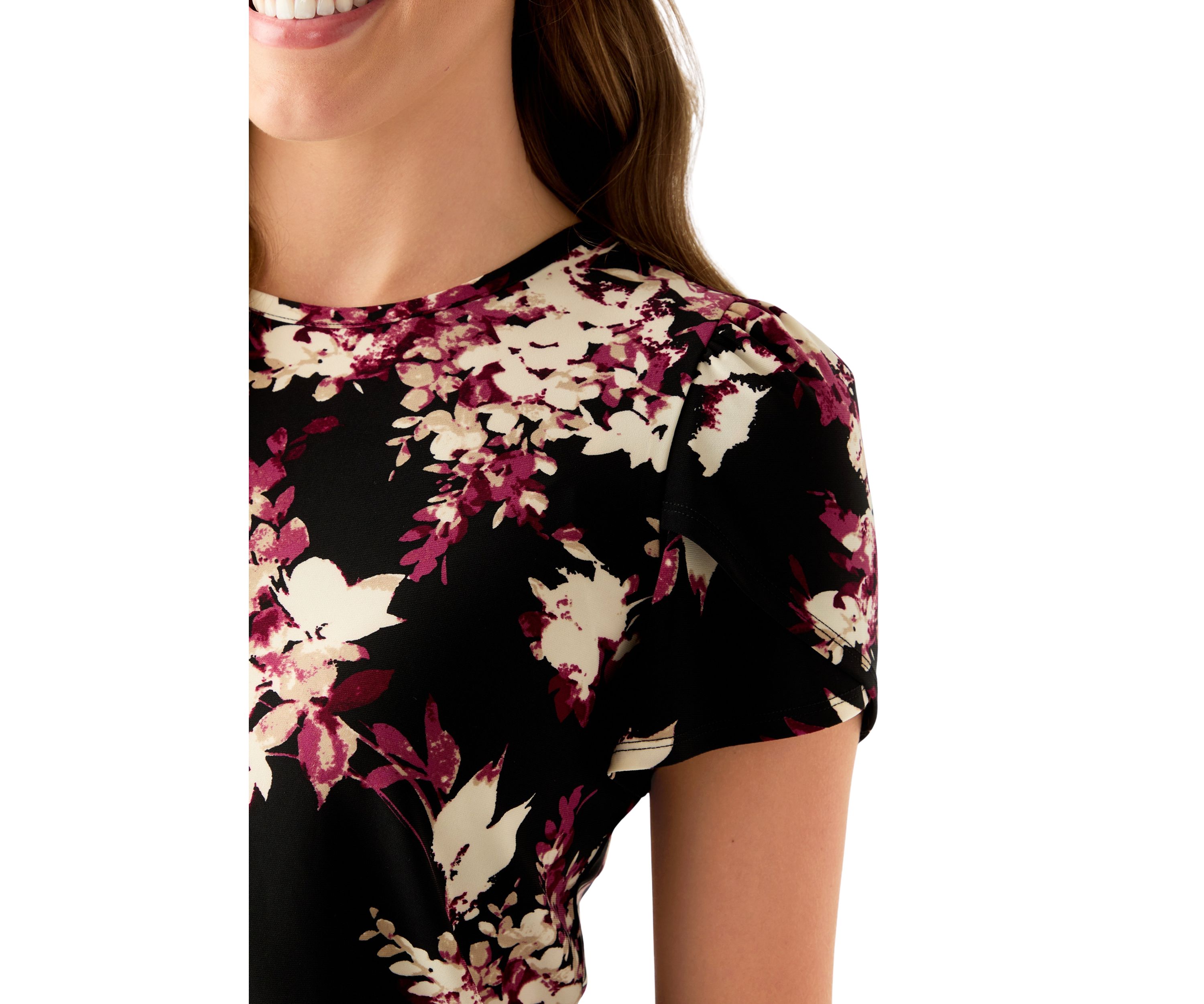  Womens Tulip Sleeve Printed Top 