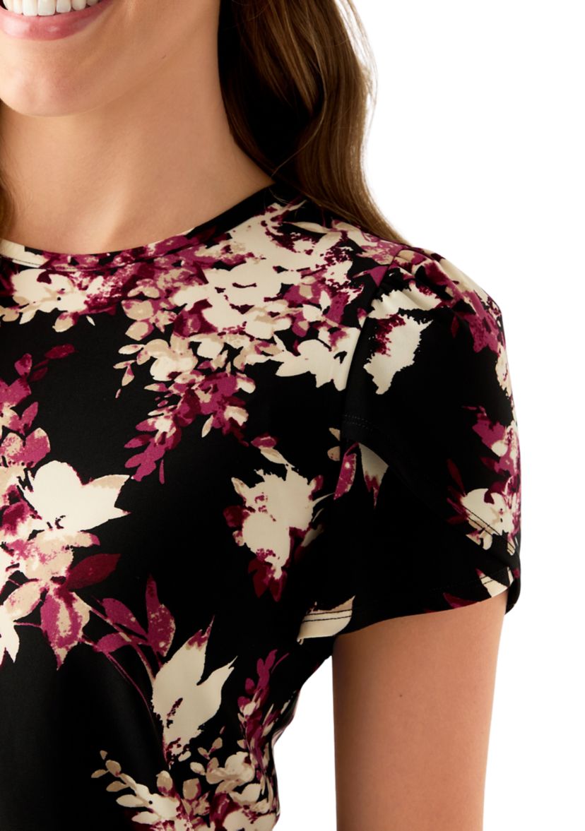  Womens Tulip Sleeve Printed Top 