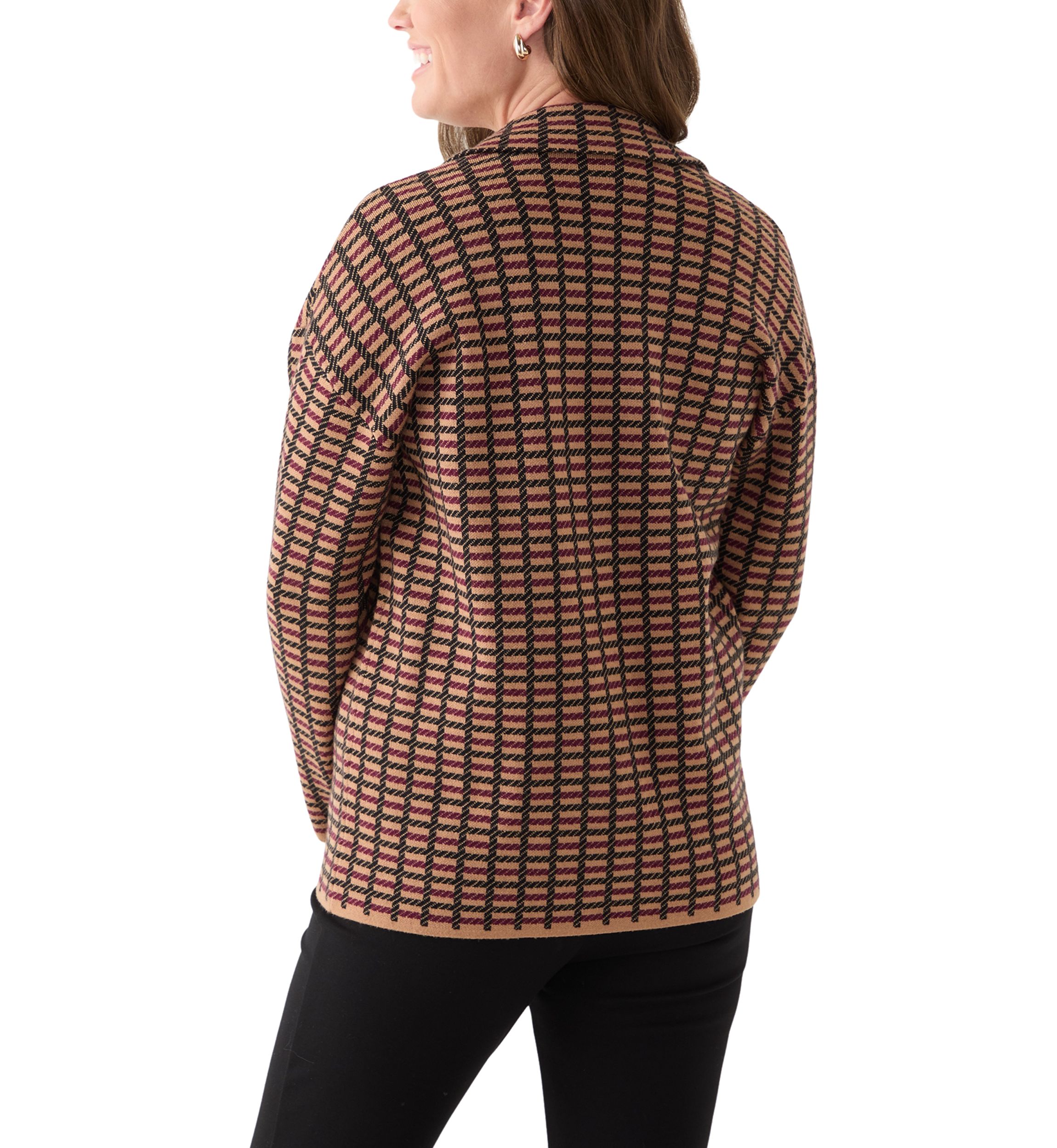 Petite Check Open Front Jacket