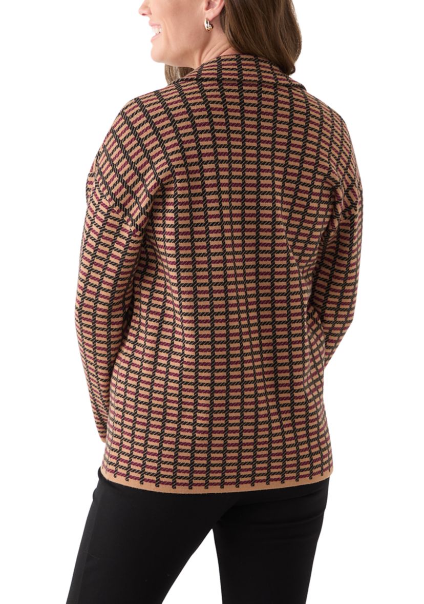 Petite Check Open Front Jacket